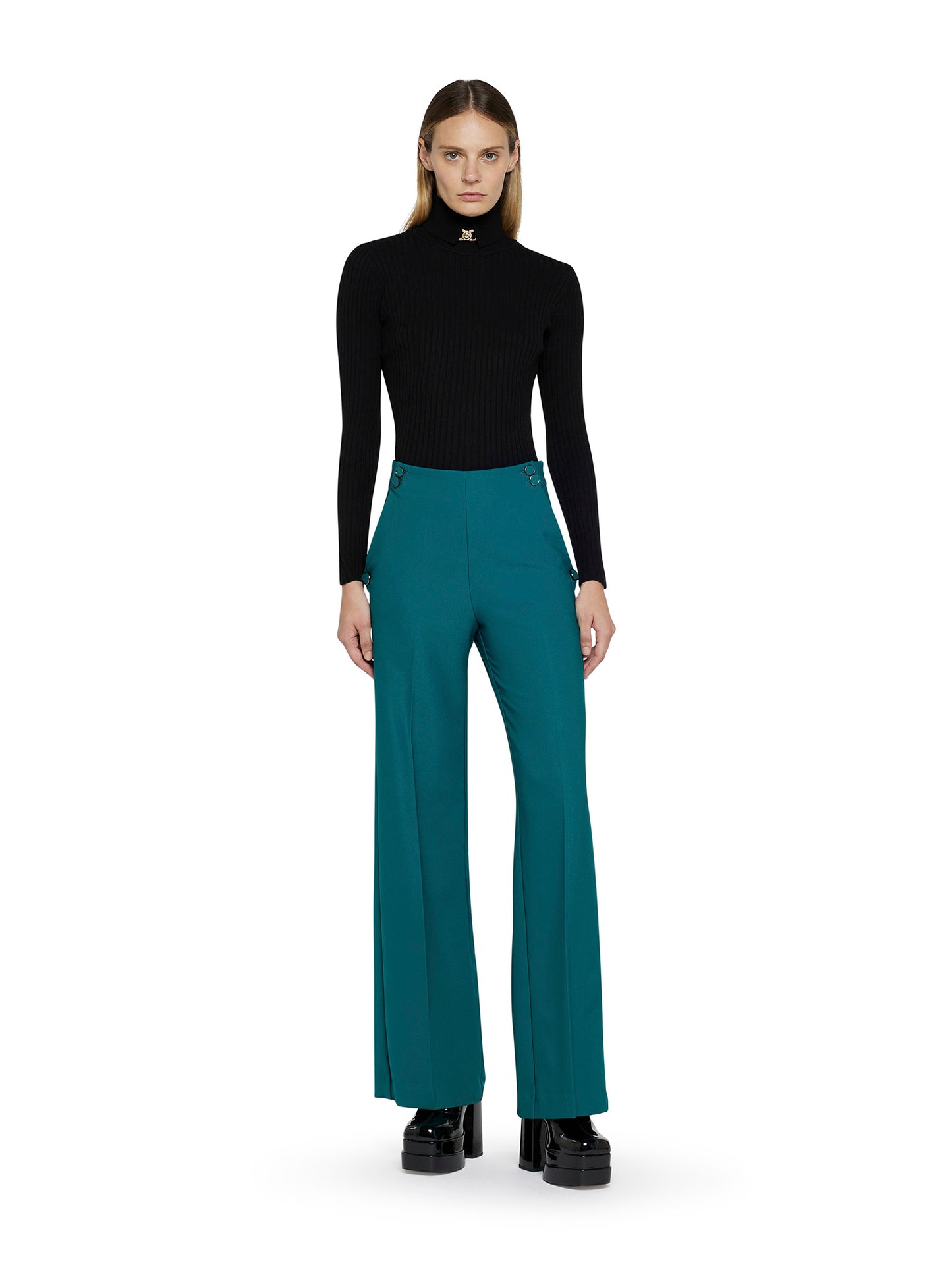 Palazzo trousers with button motif