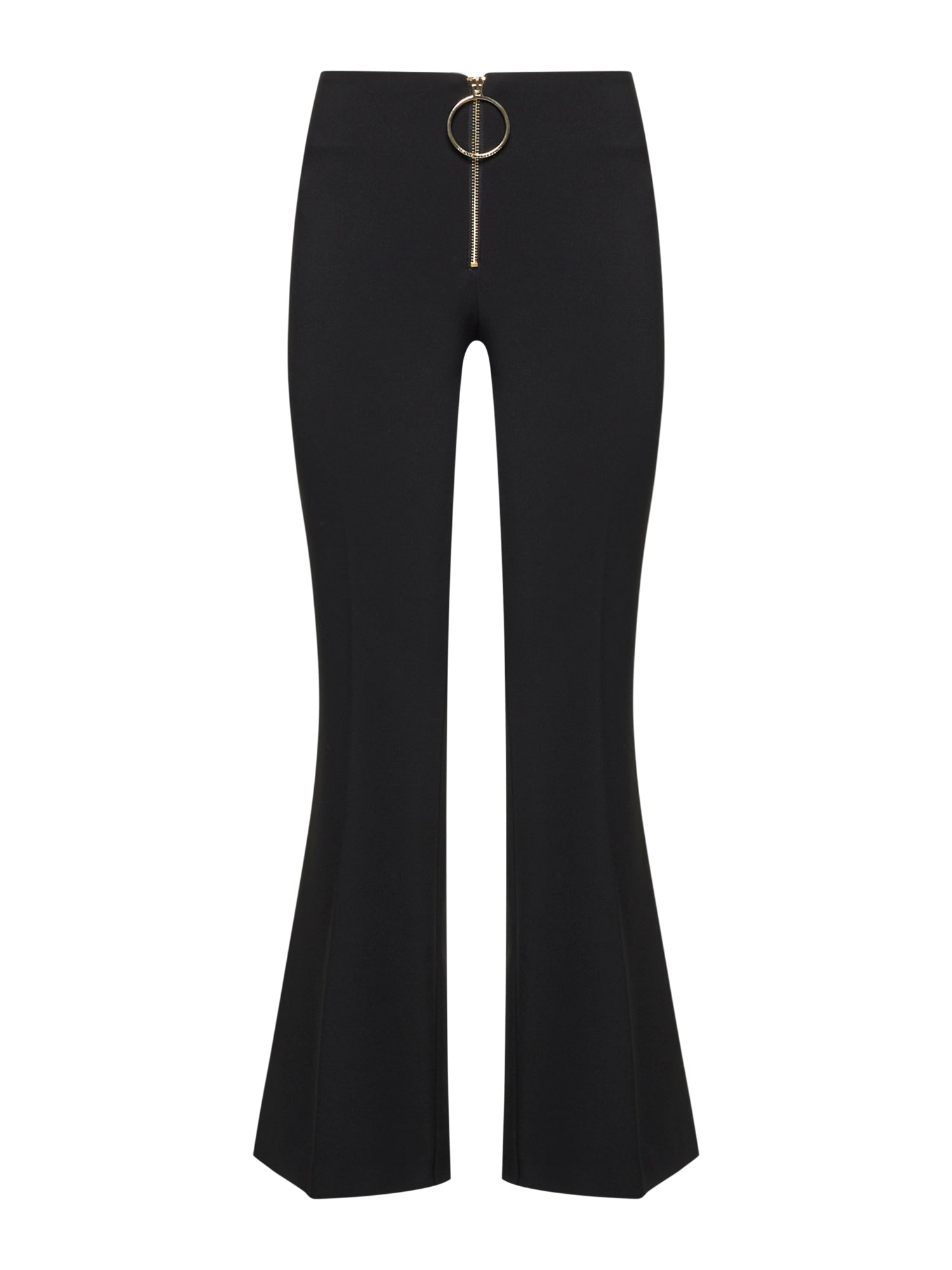 Trousers with zip and ring over