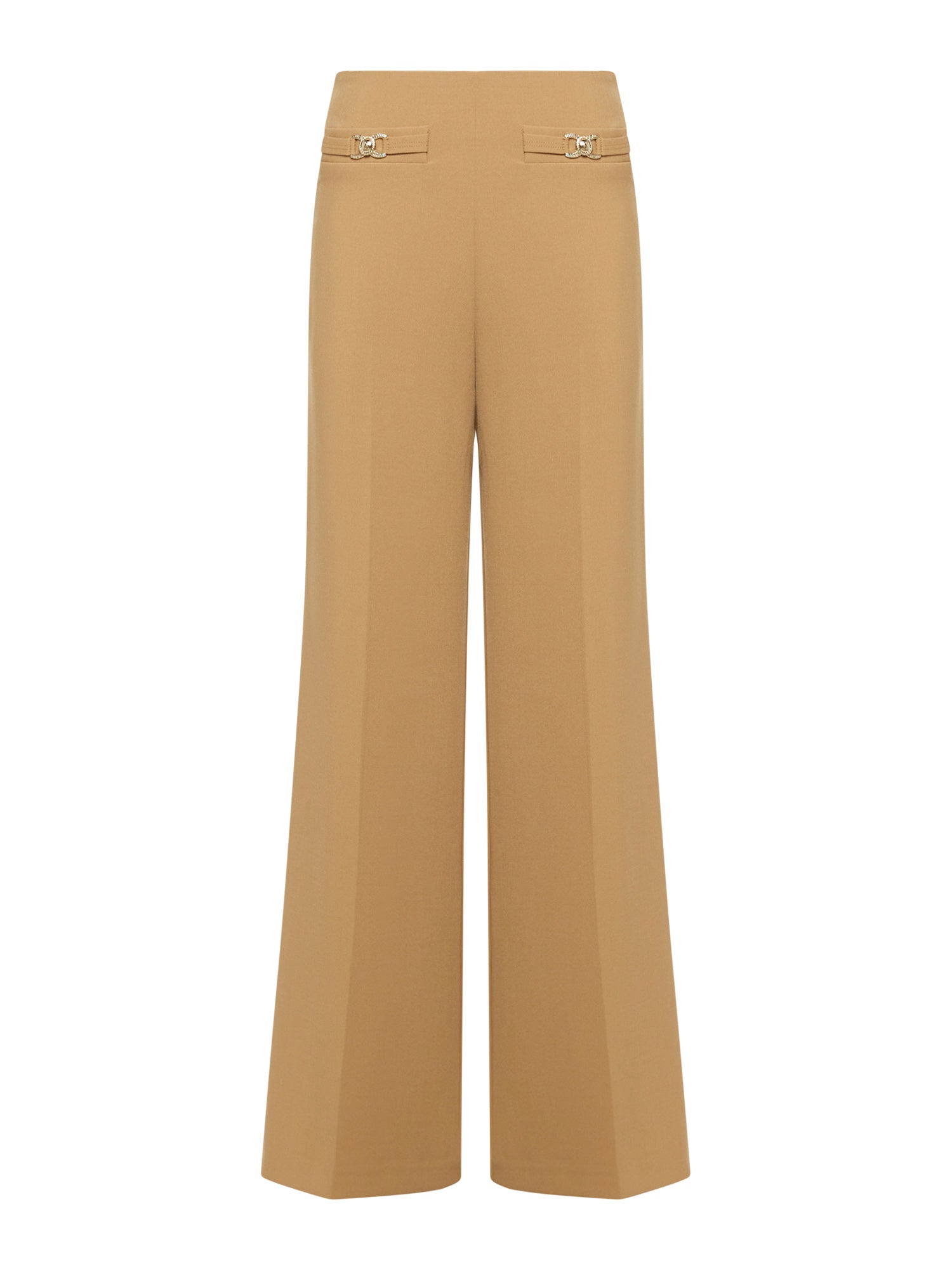 Straight leg trousers with logo clamps