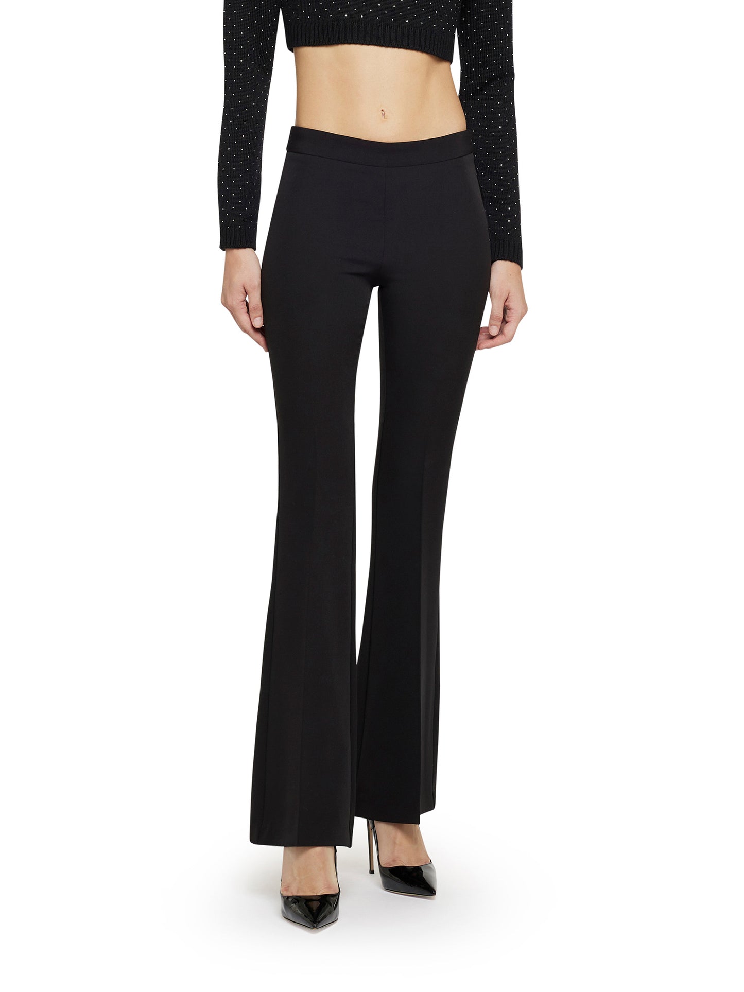 Basic flare trousers in technical fabric