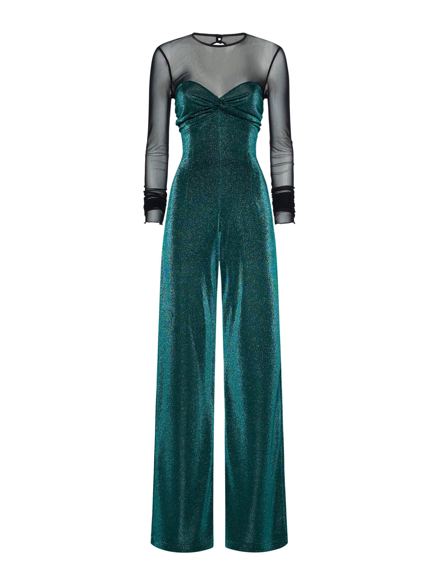 Space Simona Corsellini Tuta in jersey lurex con inserto in tulle