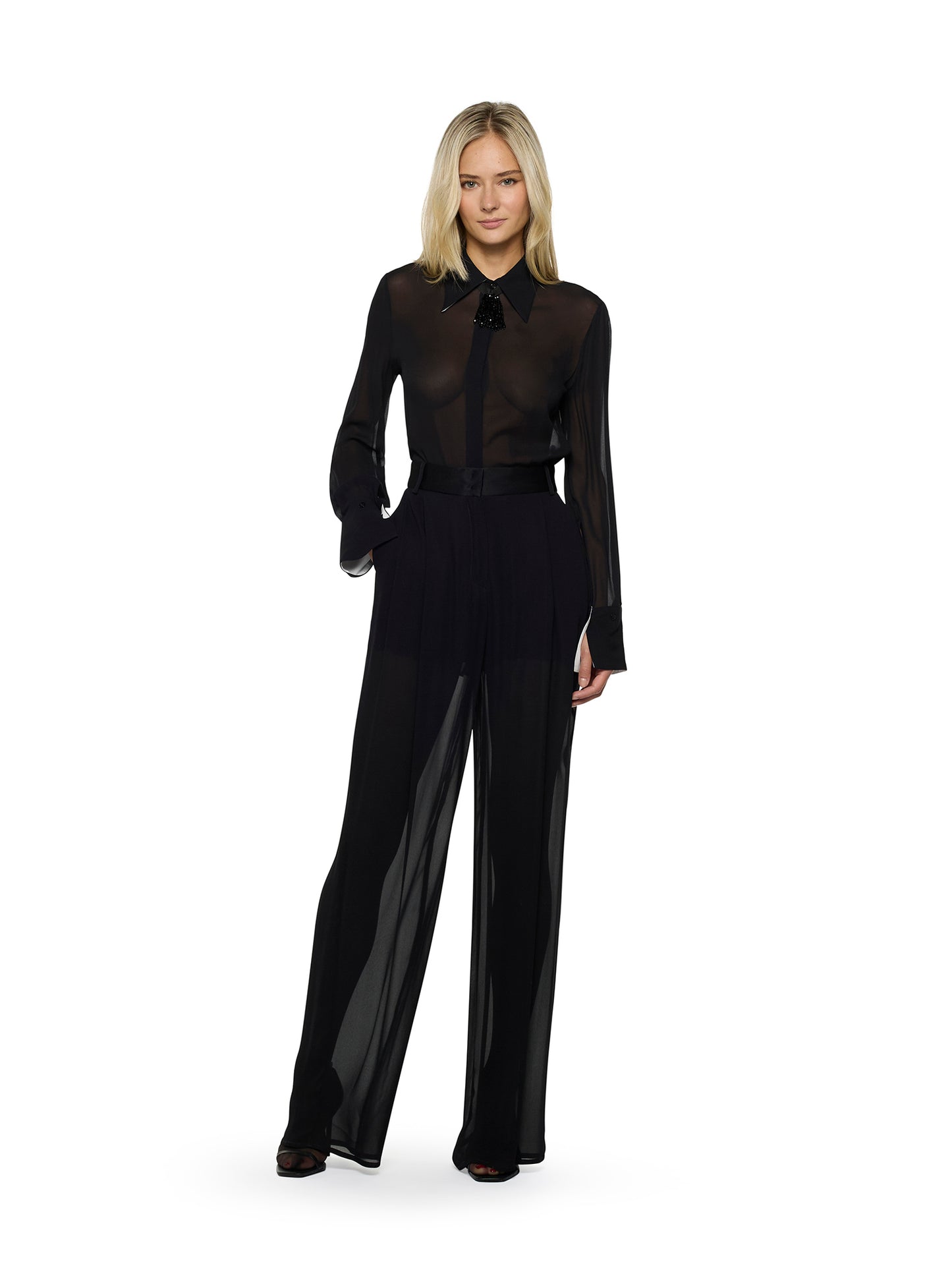 Georgette shirt with cotton inserts
