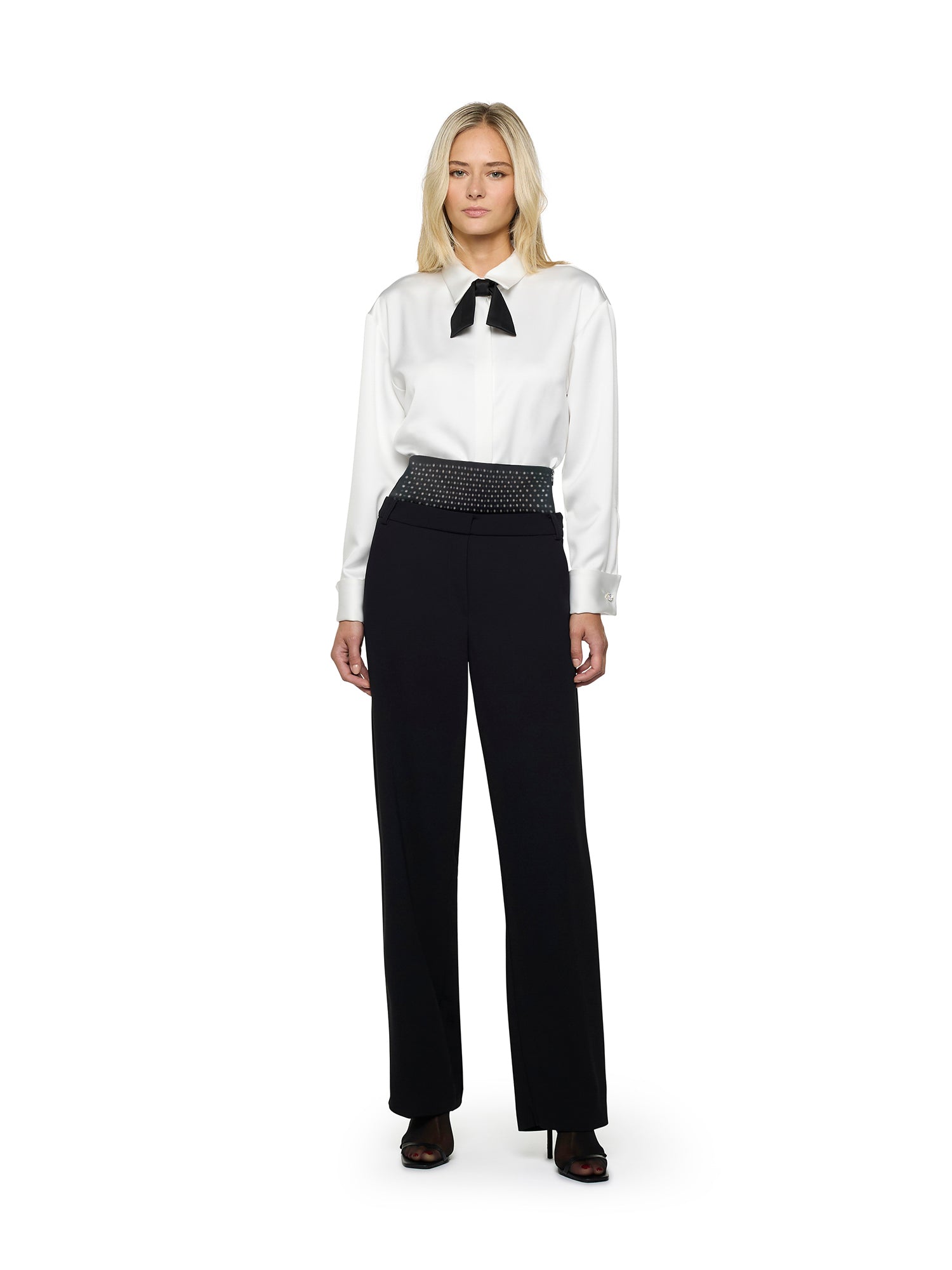 Pantaloni con pinces in enver satin