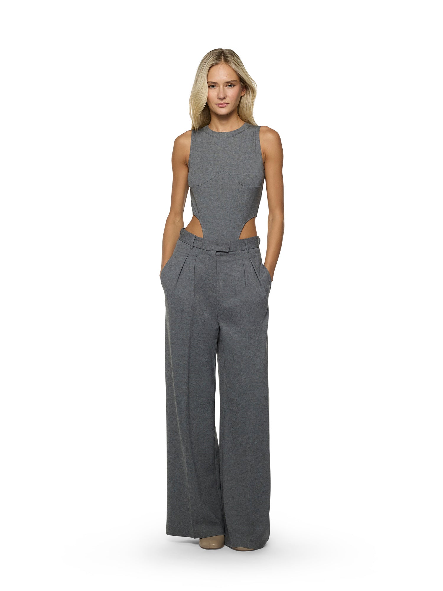Ultra-sleeve sleeveless bodysuit in Milano stitch