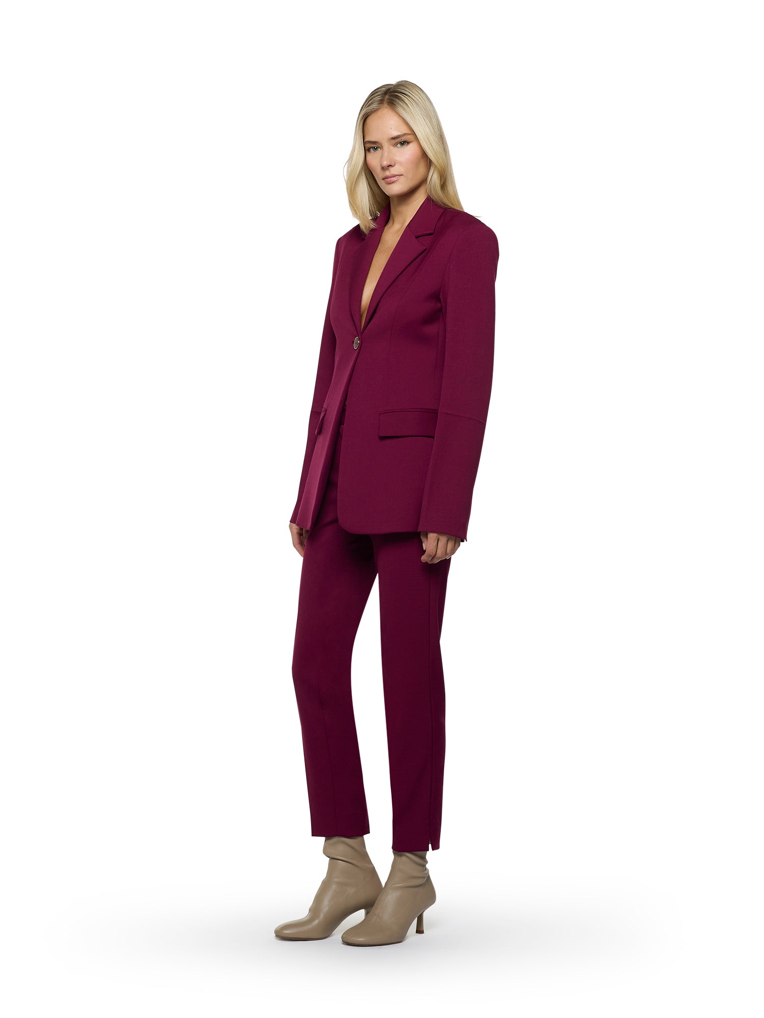 One-button jacket in comfortable combed fabric