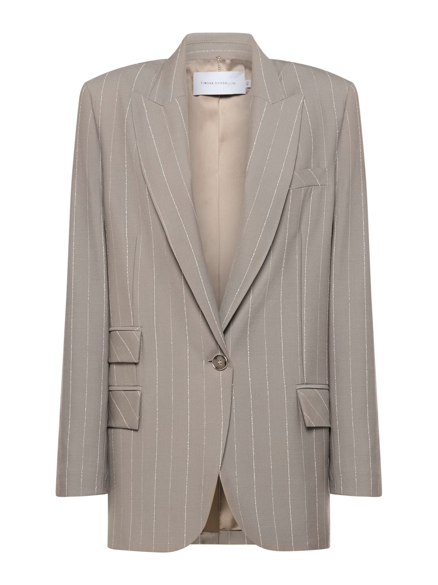 Straight jacket with flaps and one button in pinstripe