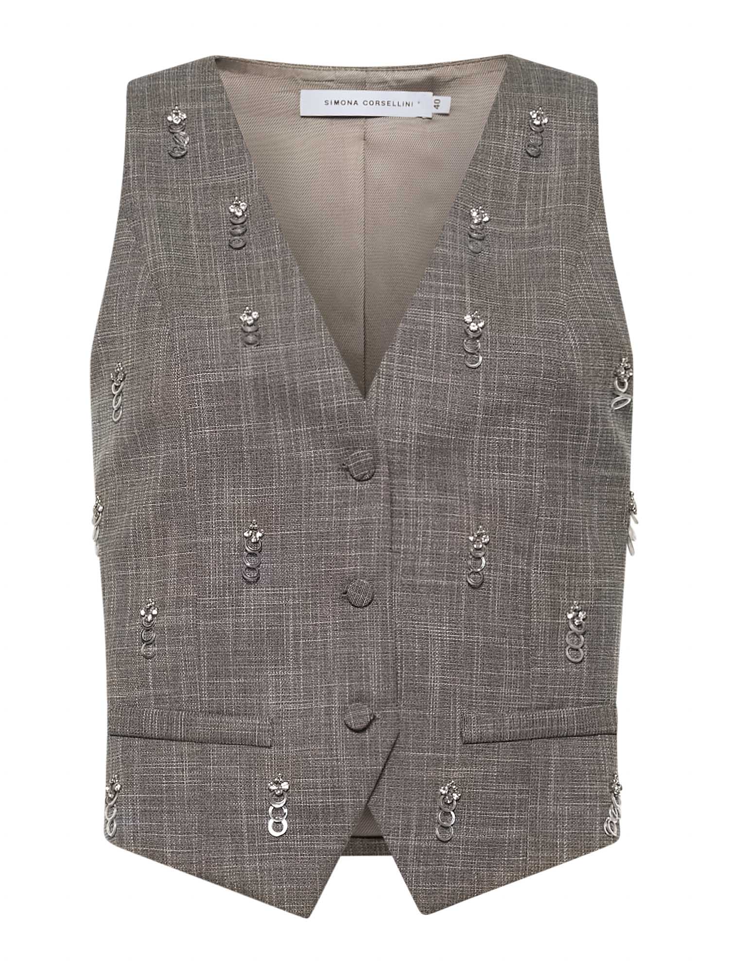 Embroidered vest in woven fabric