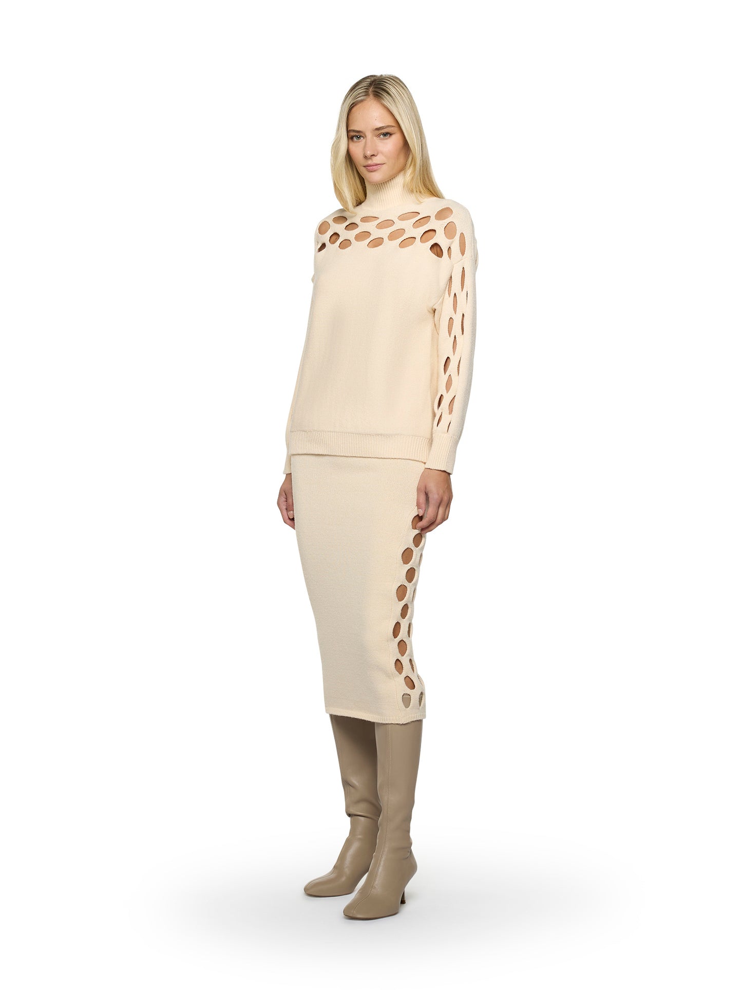 Long skirt with cut-out detail