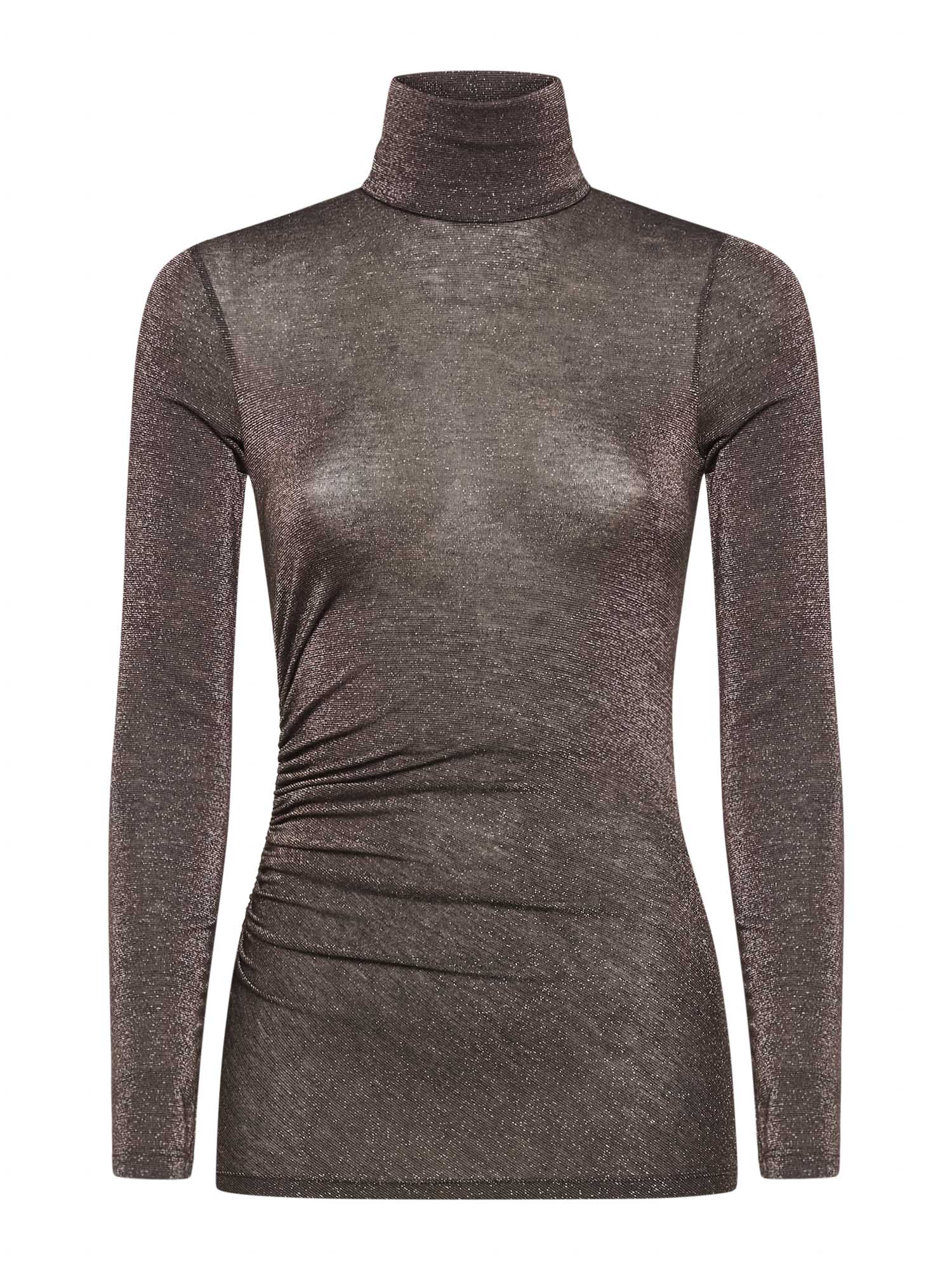 Long-sleeved turtleneck with side ruching in lurex tulle
