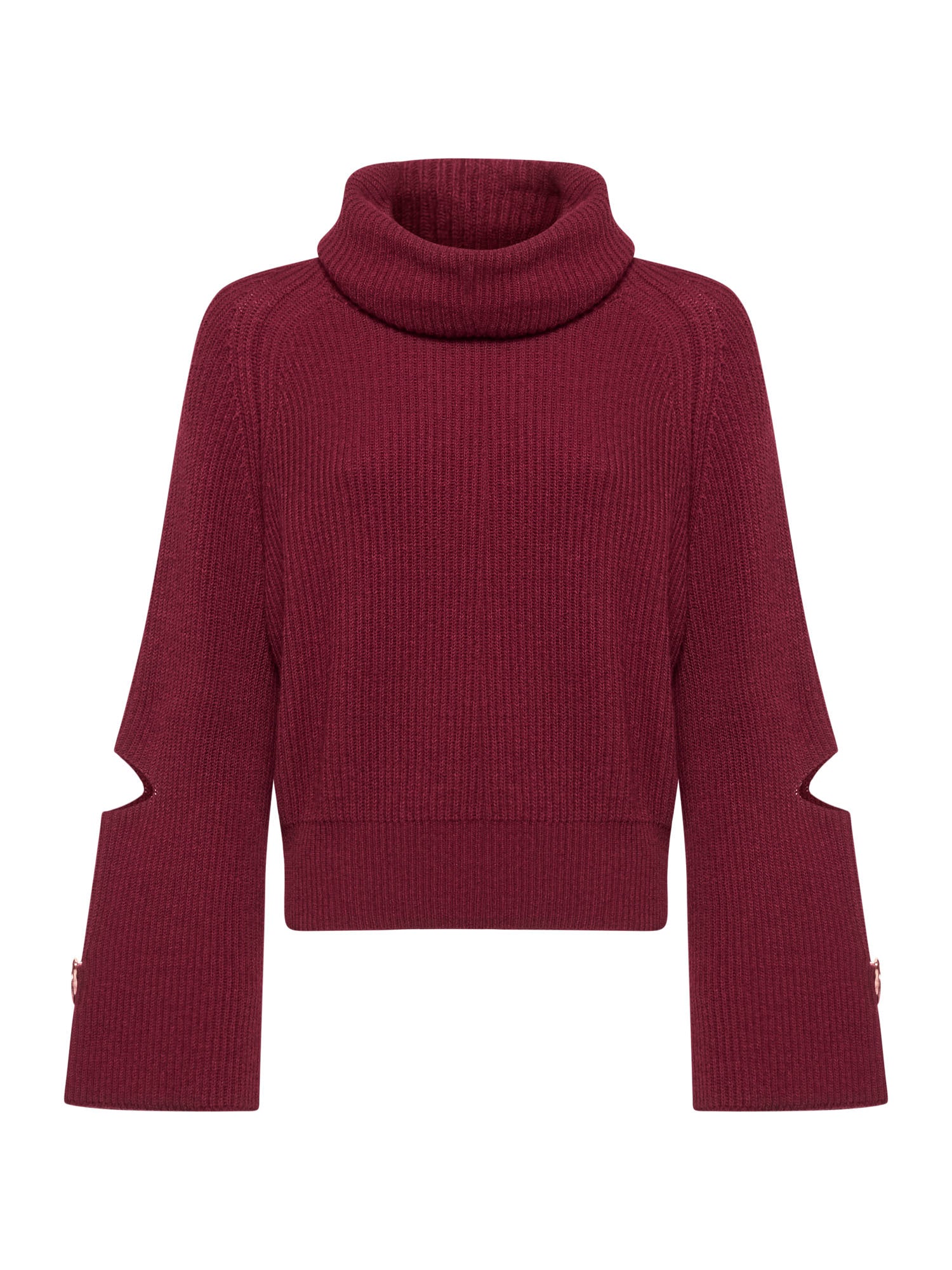 Dropped-neck sweater with openings at the elbows