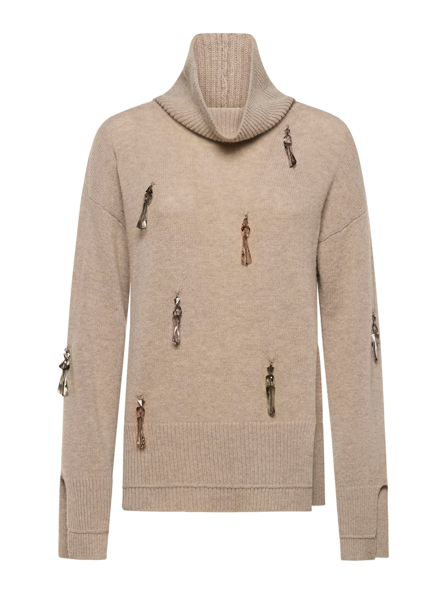 High-neck sweater with appliqués
