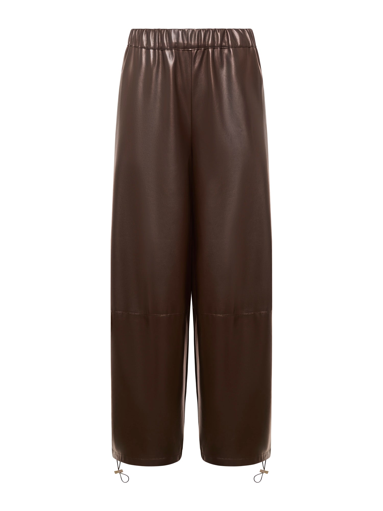 Pantaloni jogger in tessuto vegan leather con elastico in vita e tasche laterali