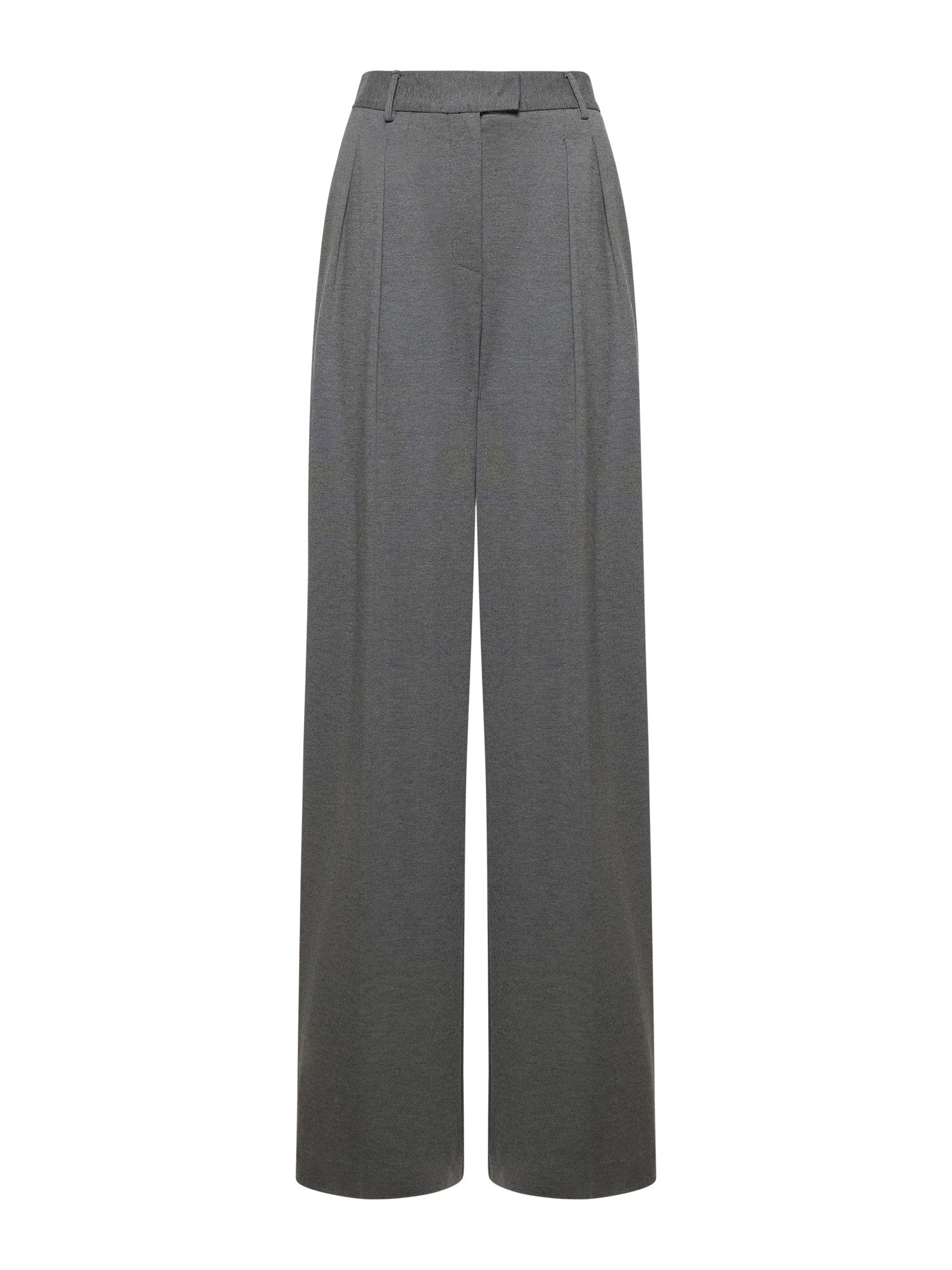 Wide pants in Milano stitch with pleats and belt loops
