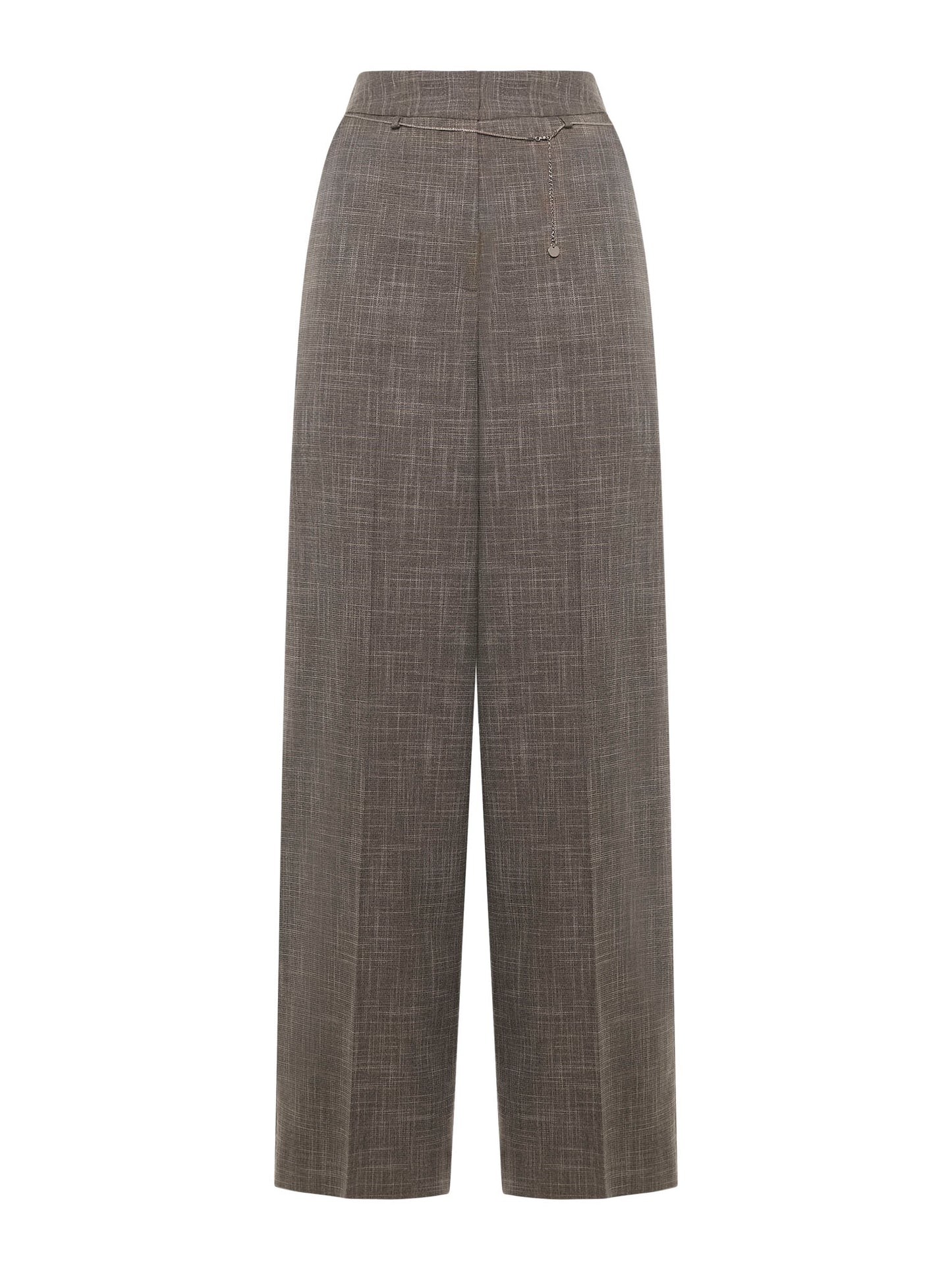 Pantaloni dritti con cintura catena in tela tramata