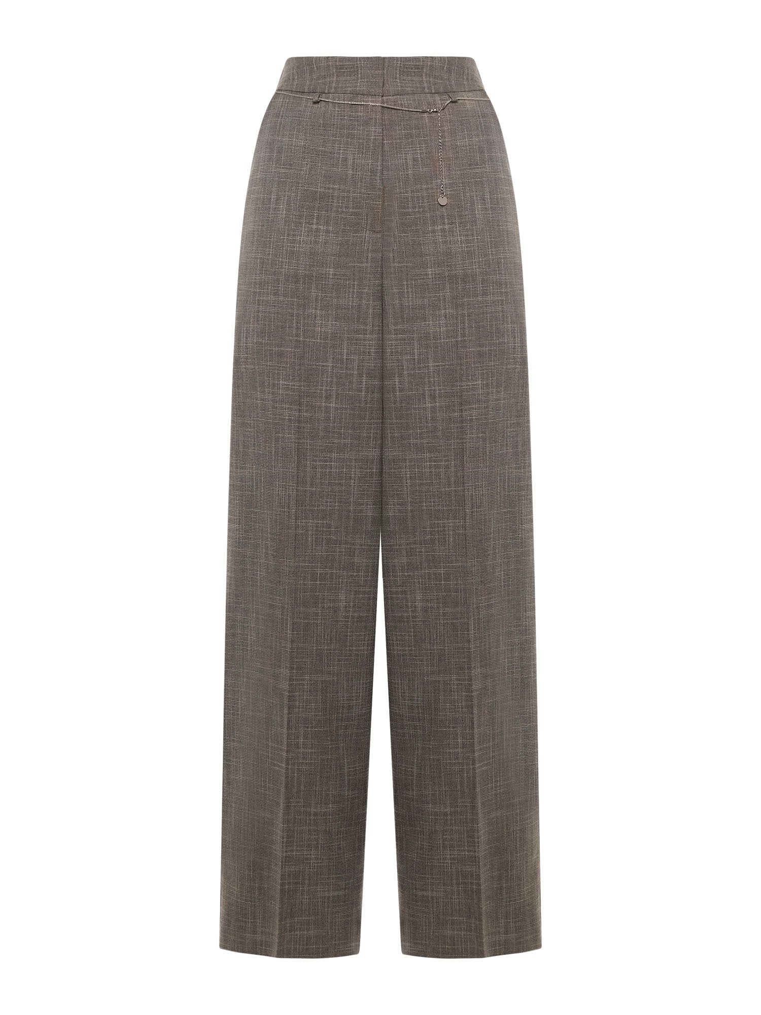 Pantaloni dritti con cintura catena in tela tramata