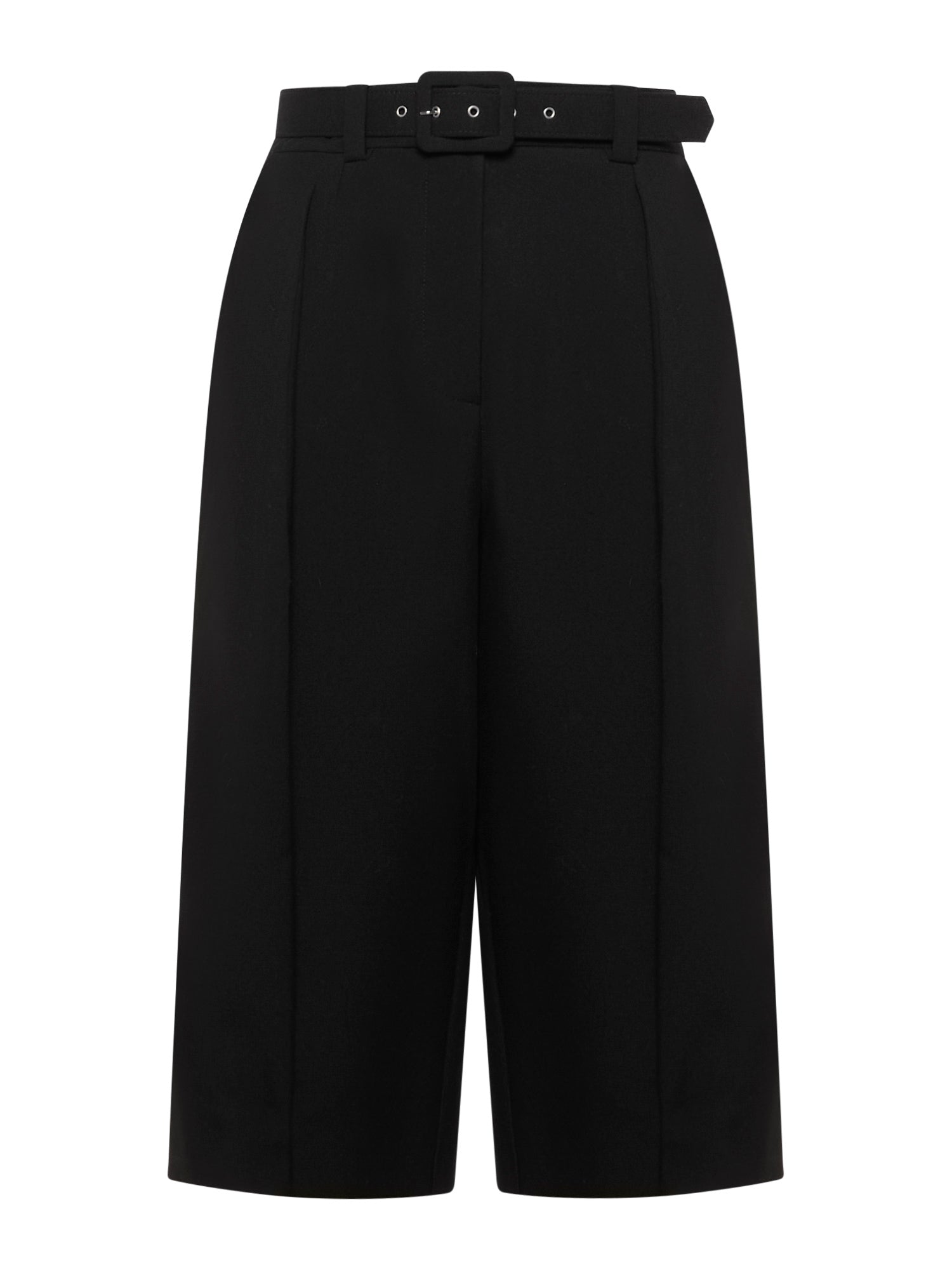 Cropped trousers with a waistband covered in golden crepe