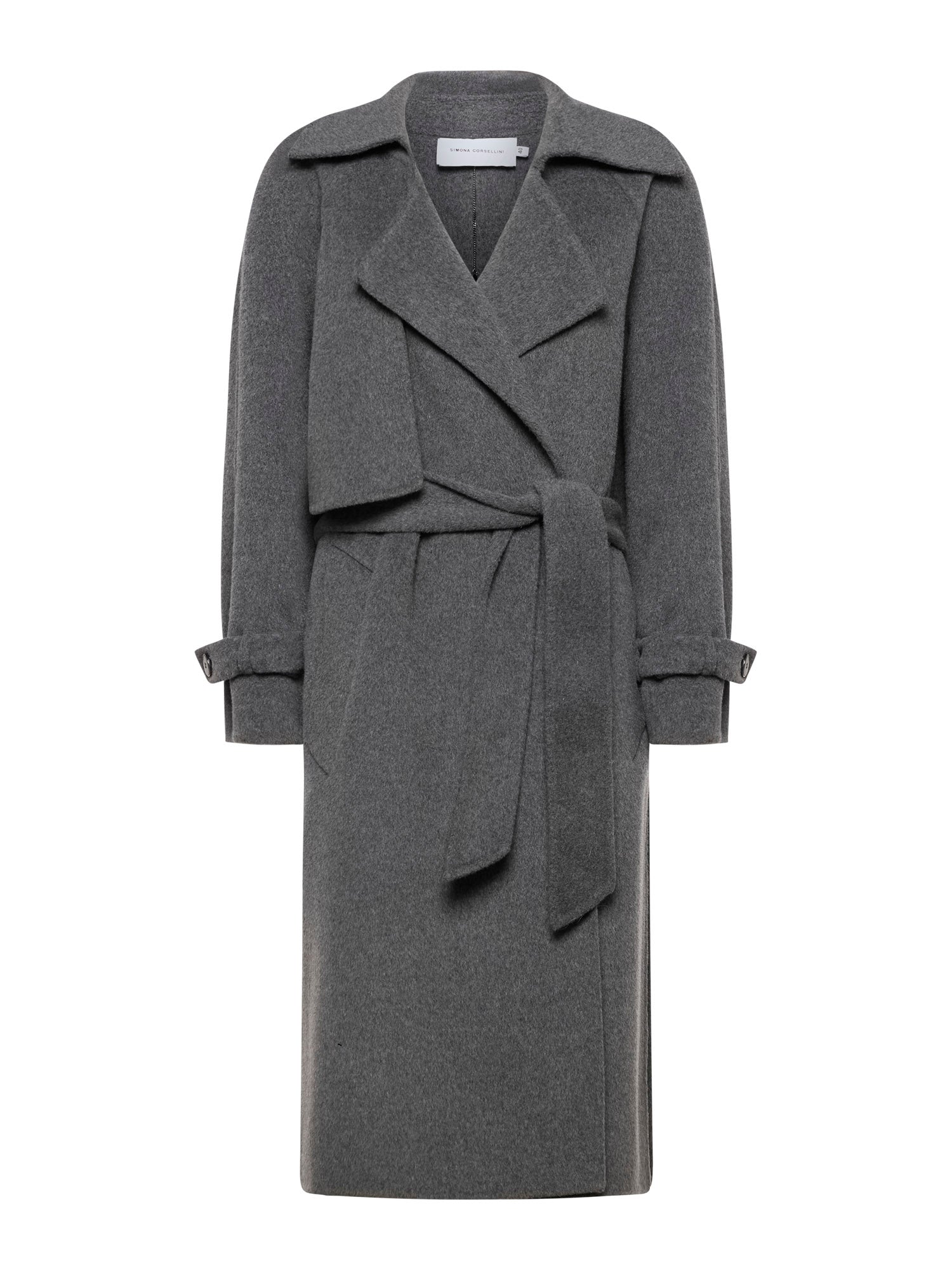 Trench coat with waist belt in double cloth