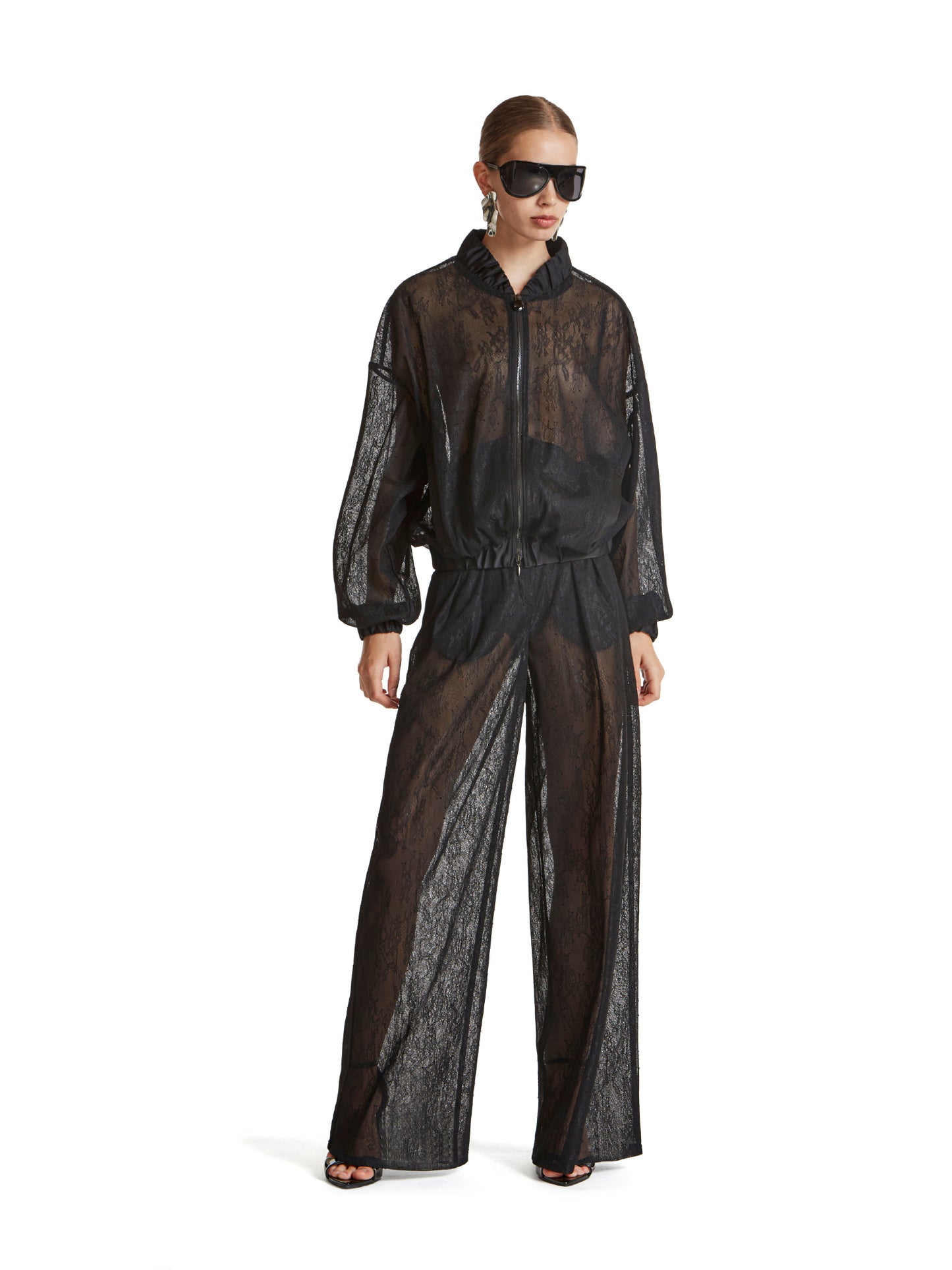 Bonded lace bomber jacket