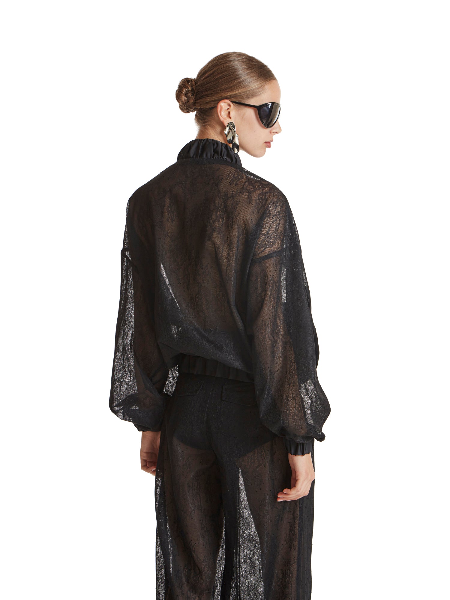 Bonded lace bomber jacket
