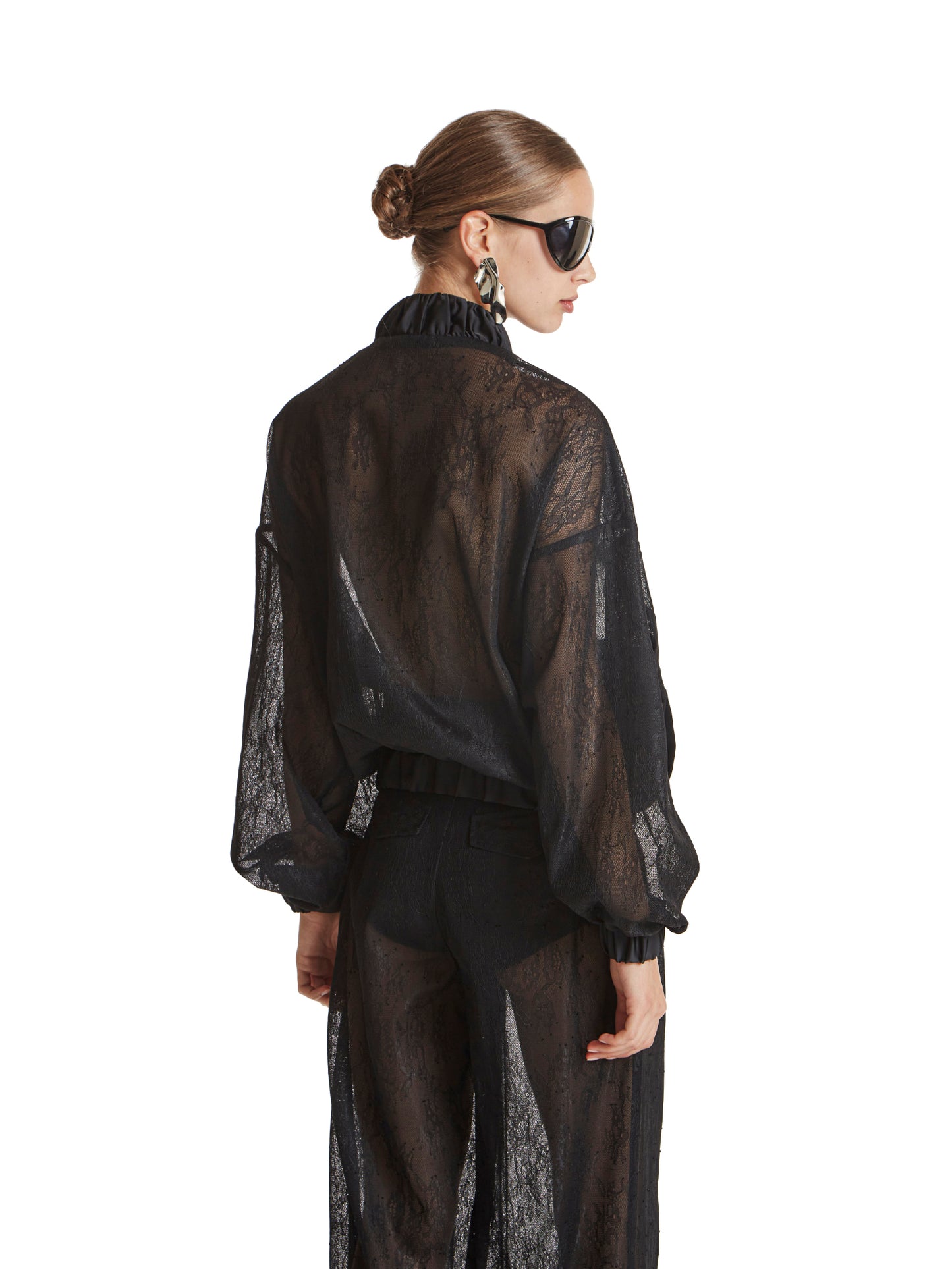 Bonded lace bomber jacket