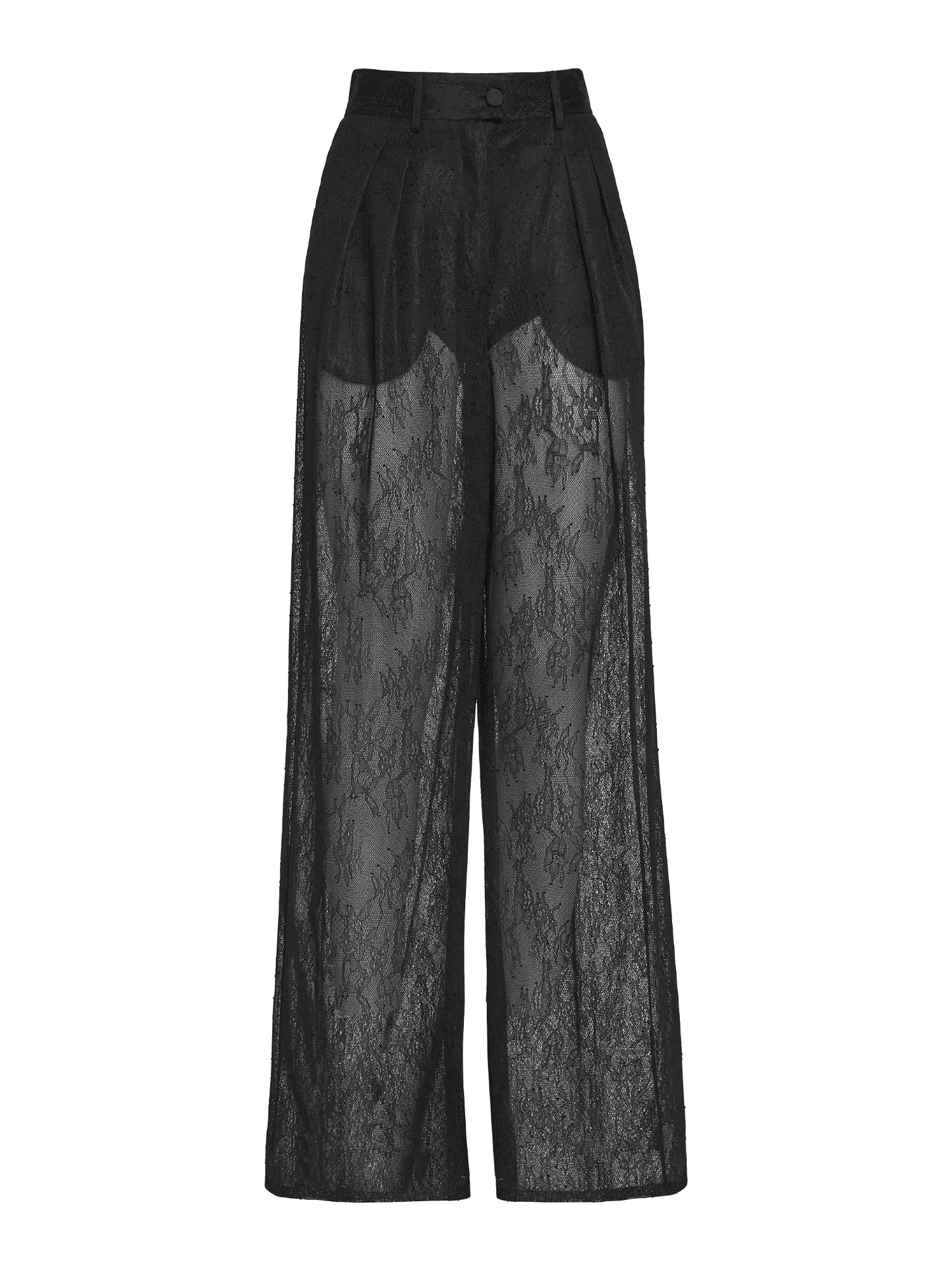 Bonded lace pleated trousers