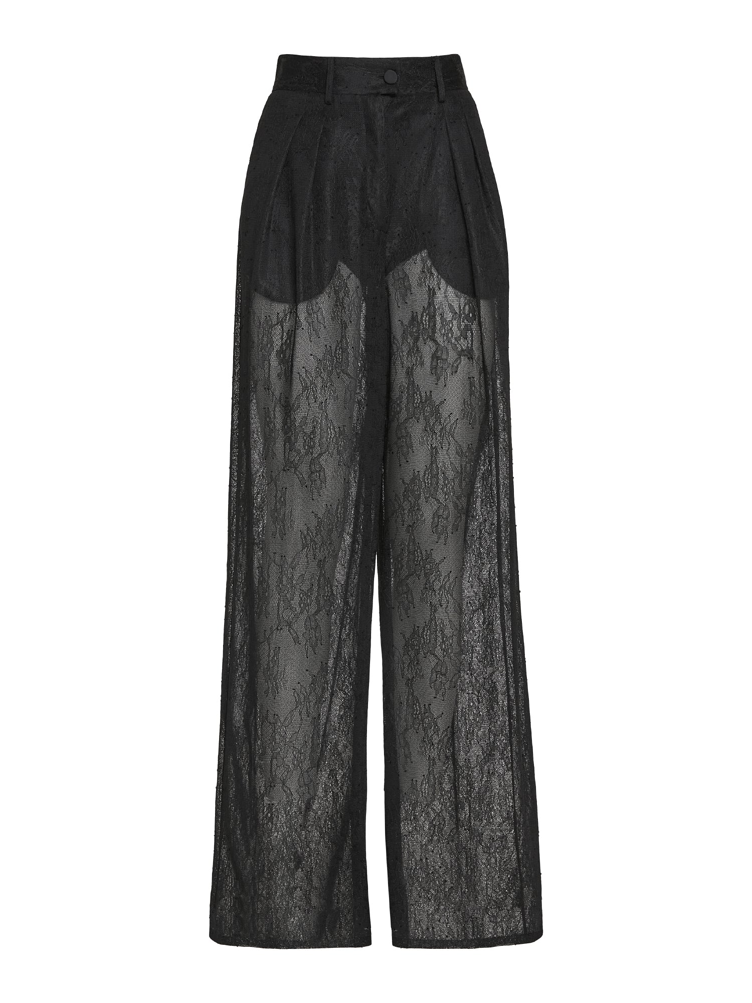 Pantalone con pinces in pizzo accoppiato