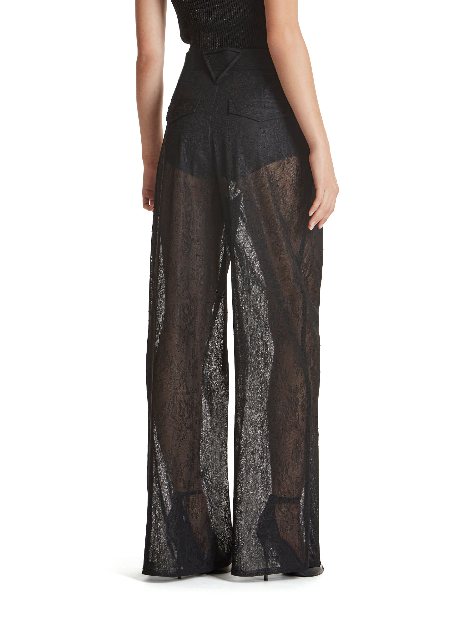 Bonded lace pleated trousers