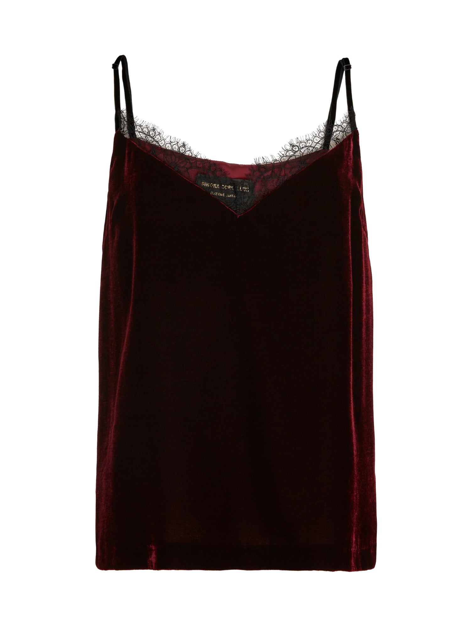 Top in velluto e pizzo