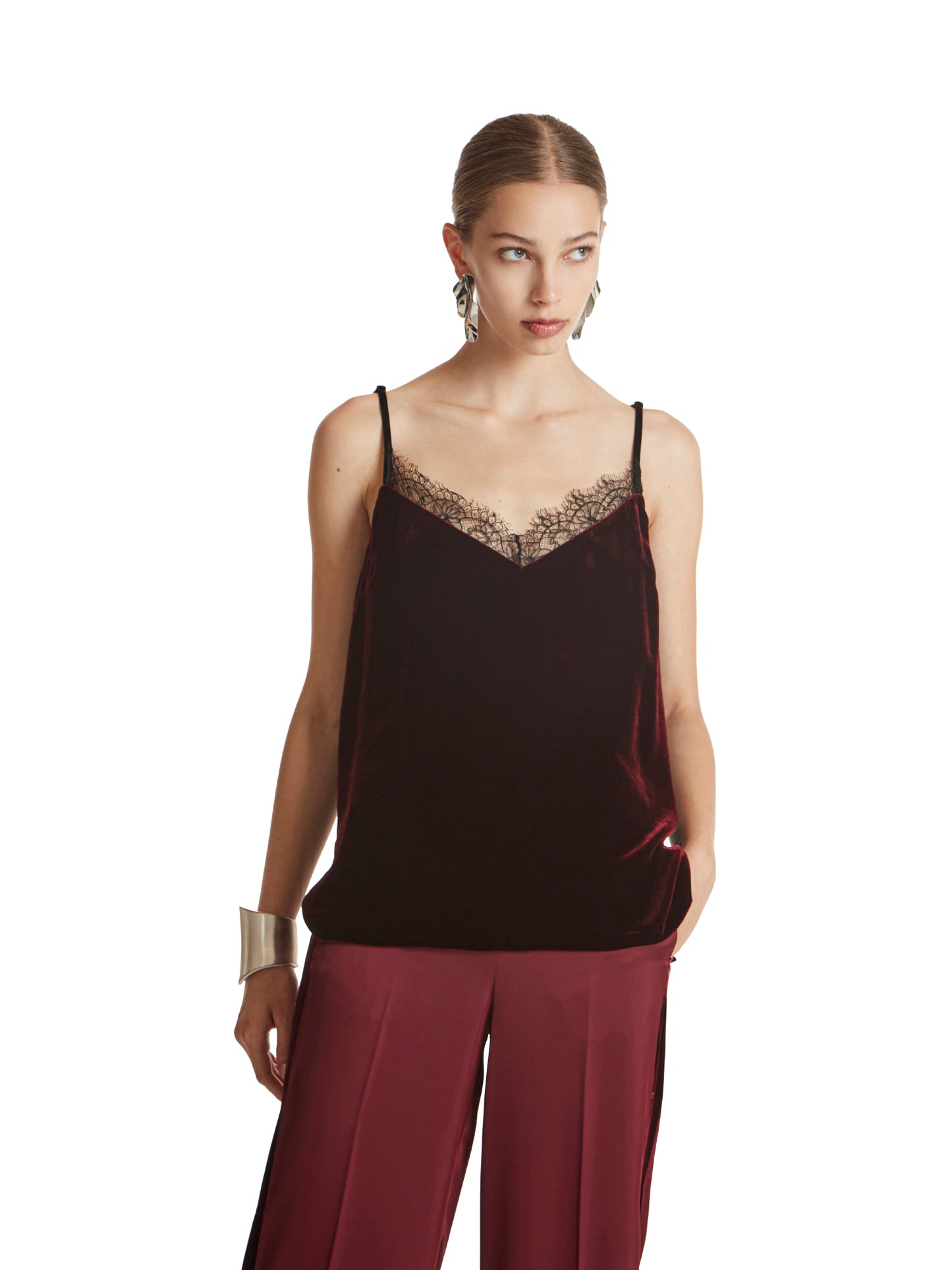 Velvet and lace top