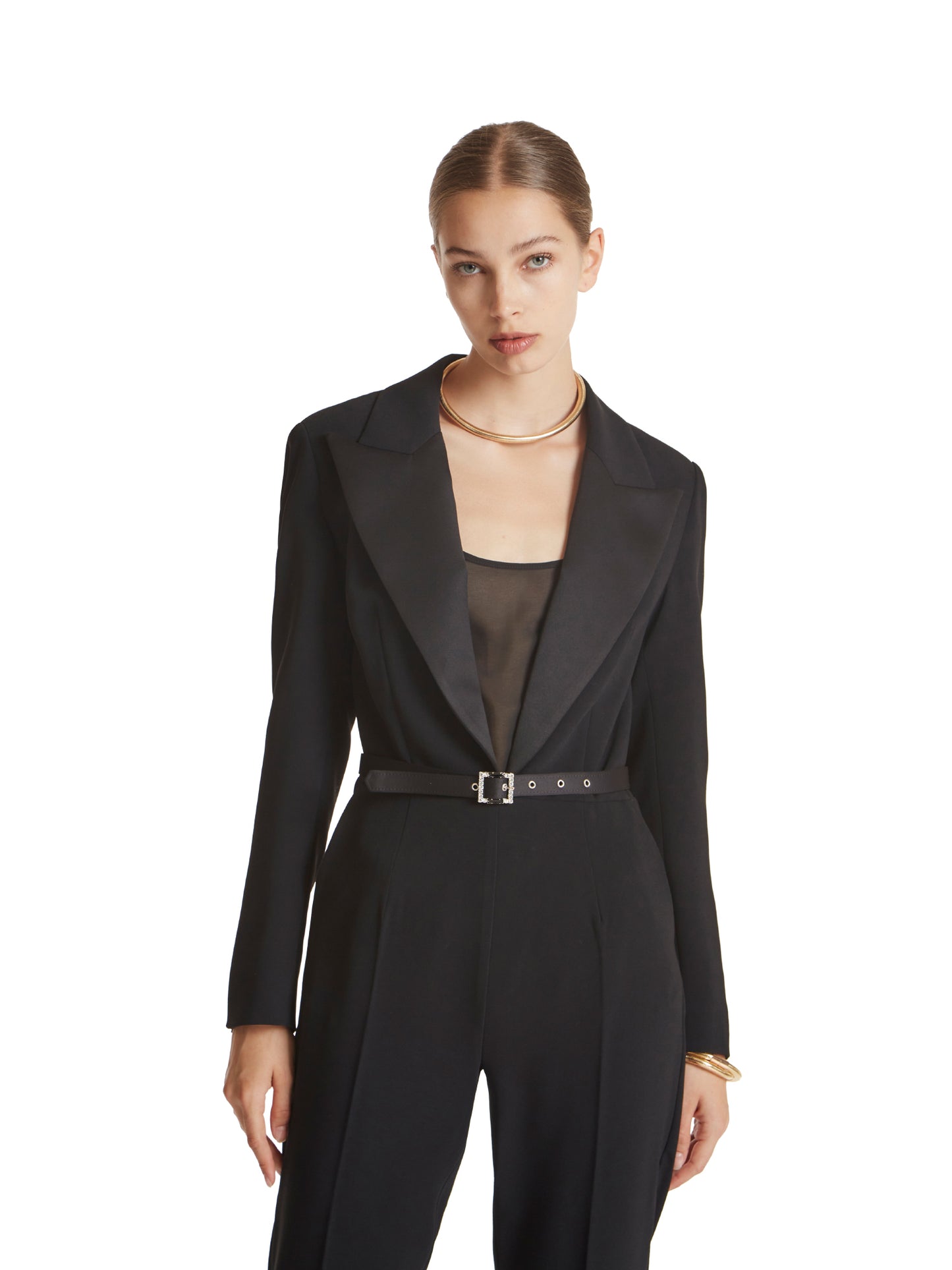 Enver satin tuxedo jumpsuit