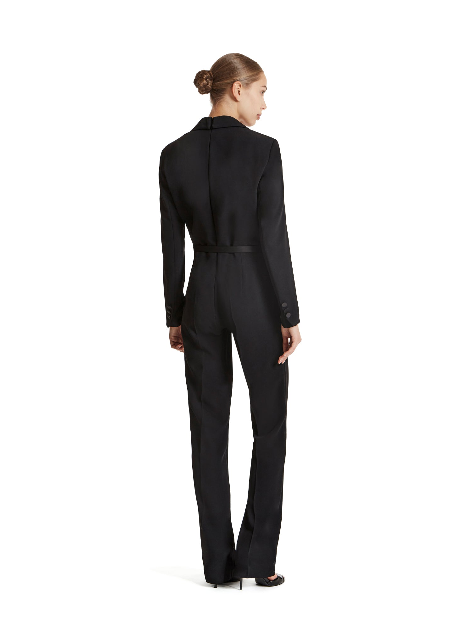 Enver satin tuxedo jumpsuit