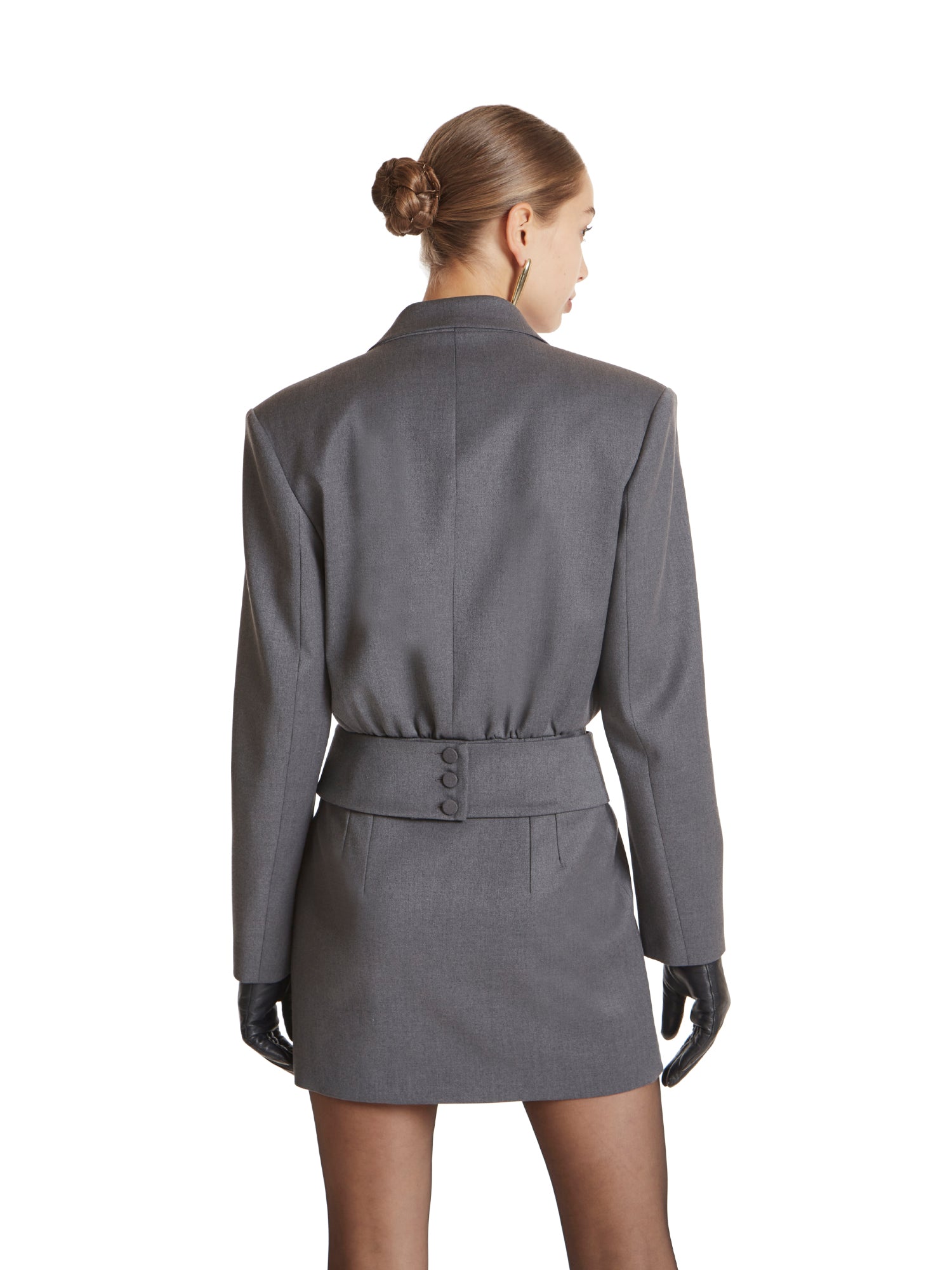 Short tailored jacket dress with belt effect in comfort wool
