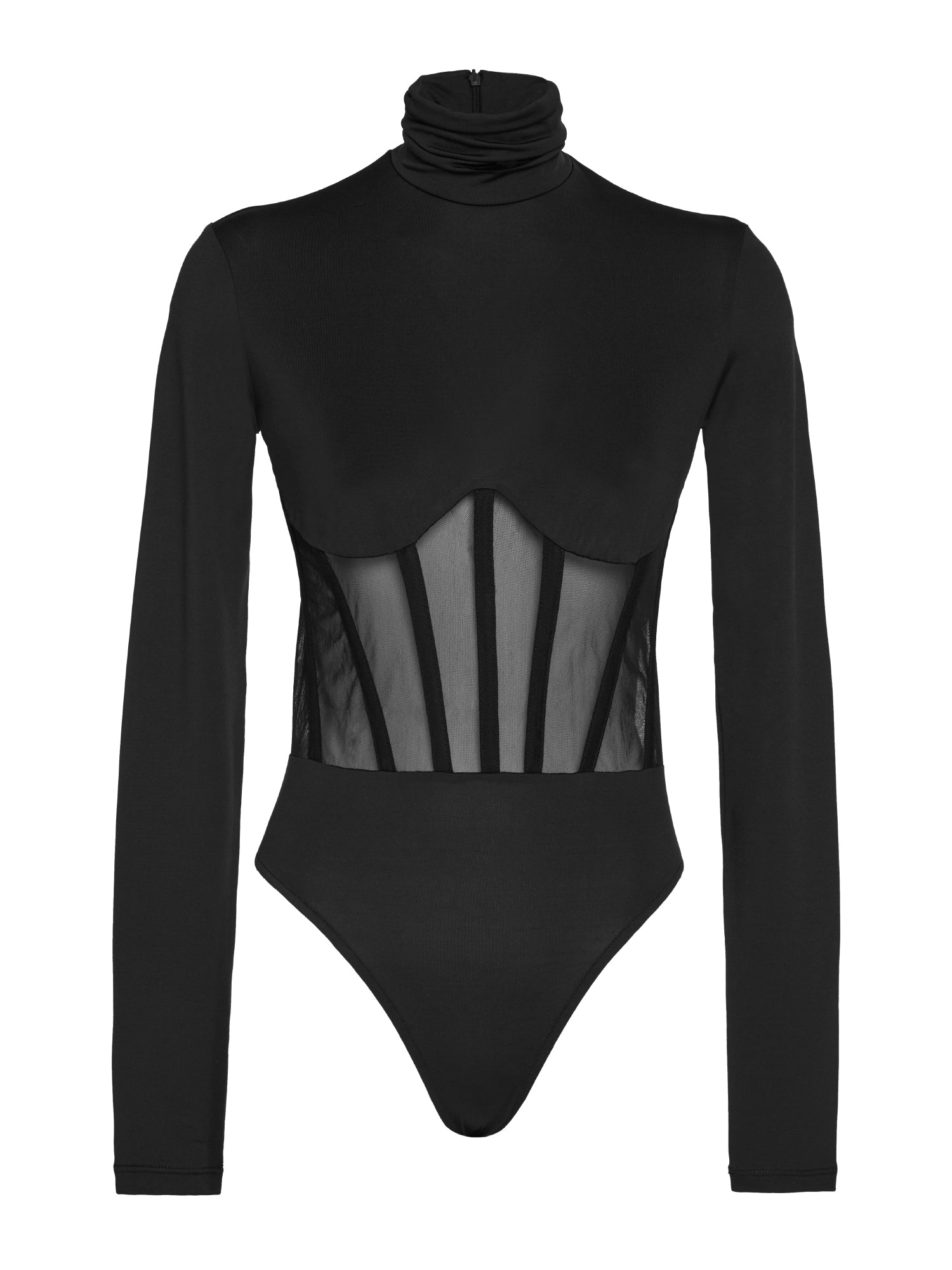Body in jersey e tulle effetto bustier