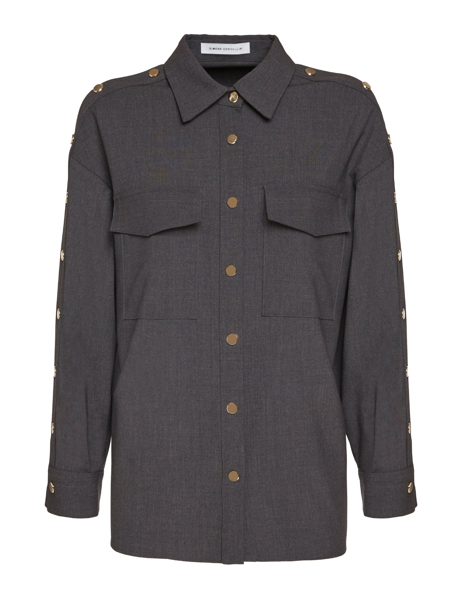Camicia con bottoni automatici in tela transition