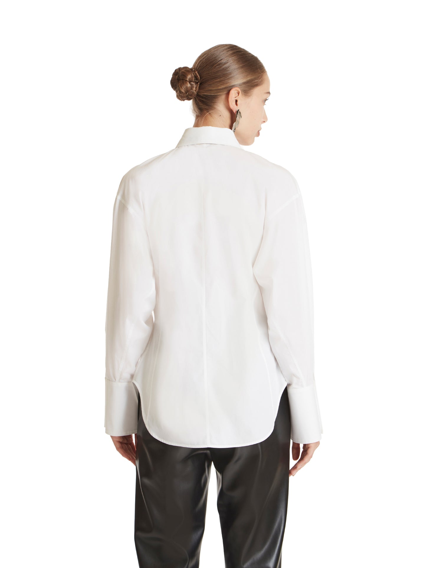 Fitted poplin shirt with vegan leather tie
