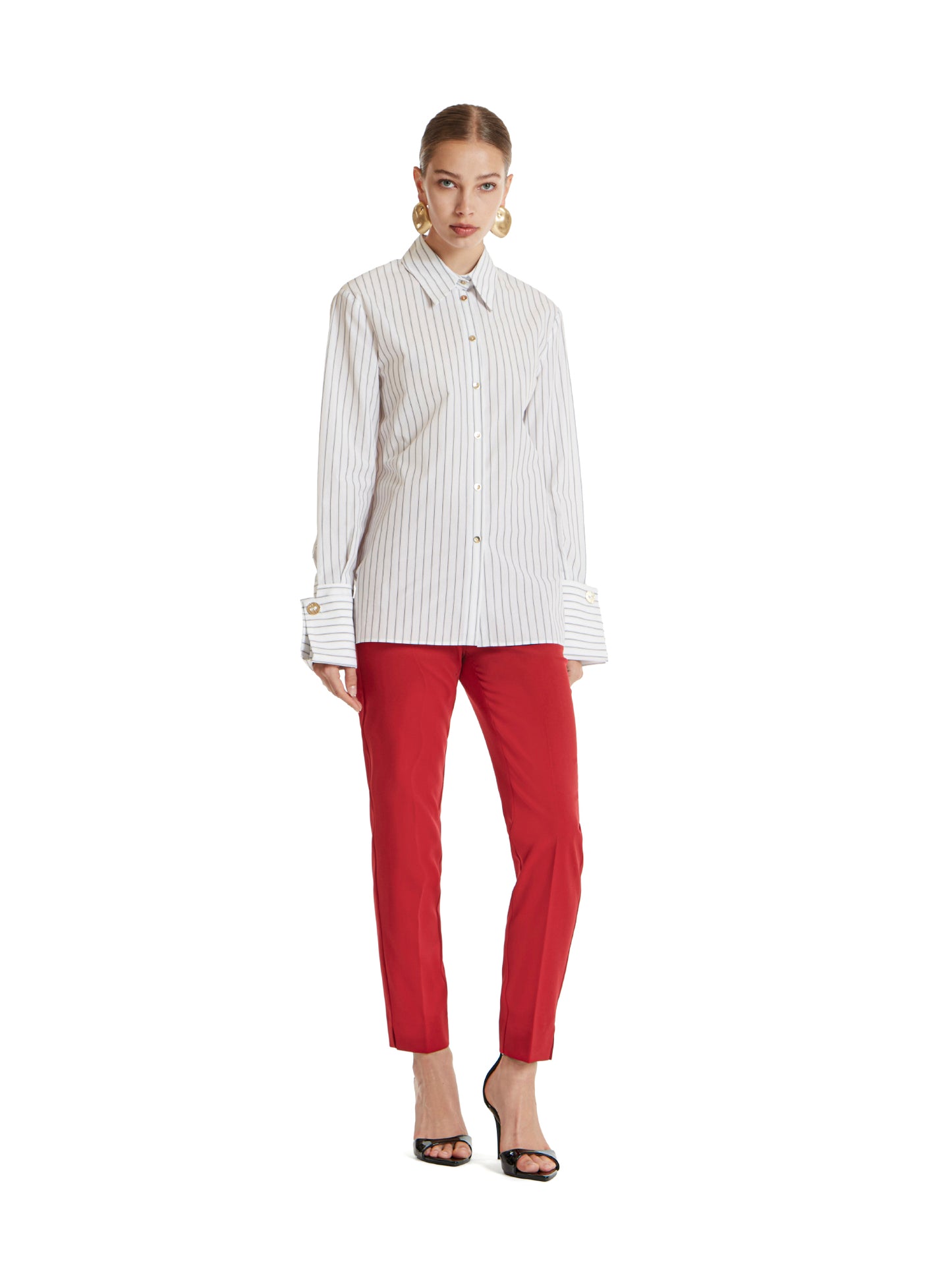 Striped poplin shirt