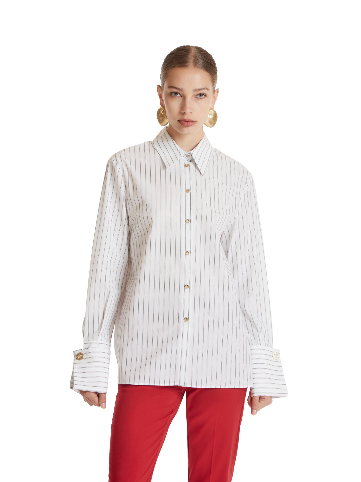 Striped poplin shirt