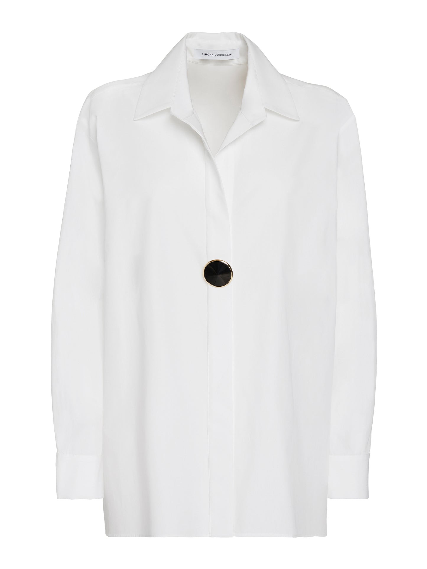 Solid poplin shirt with oversized button