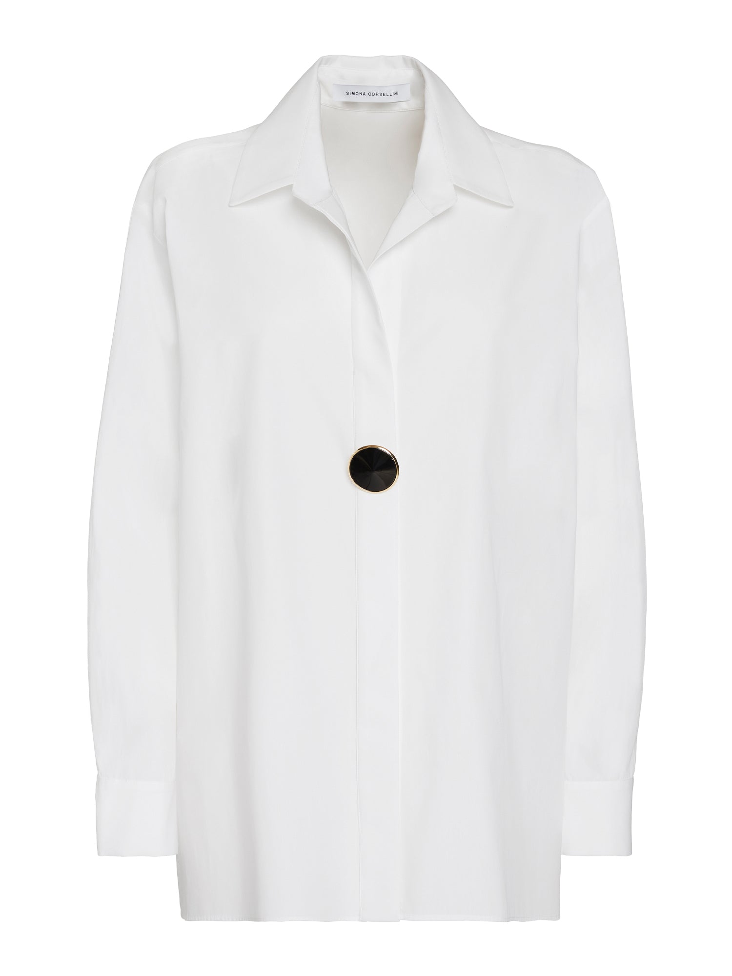 Camicia in popeline unito con macro bottone
