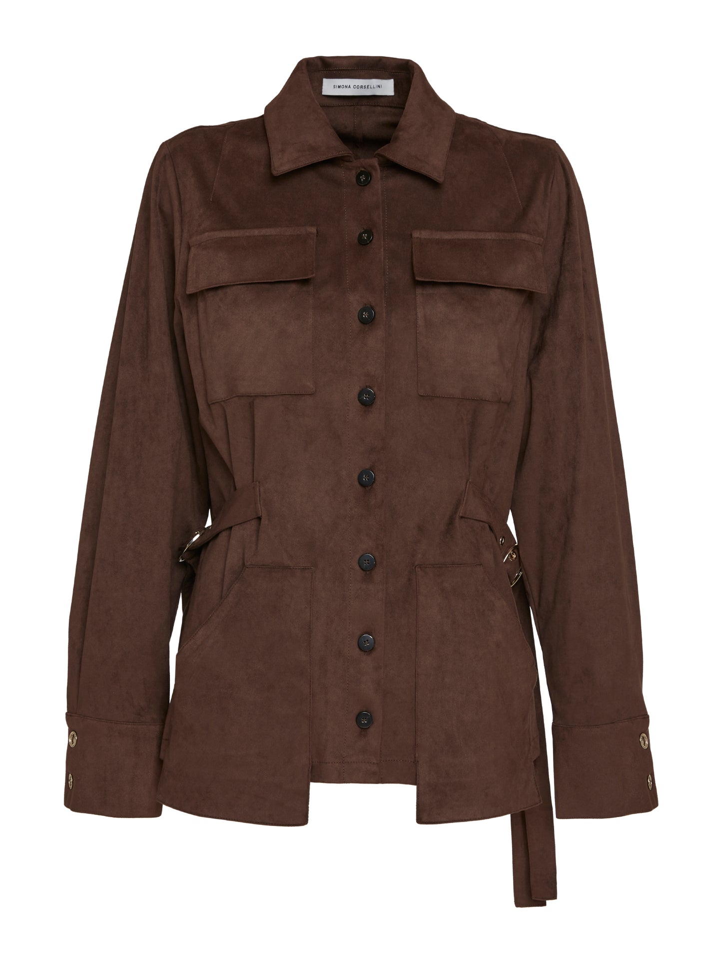 Eco suede shirt with patch pockets