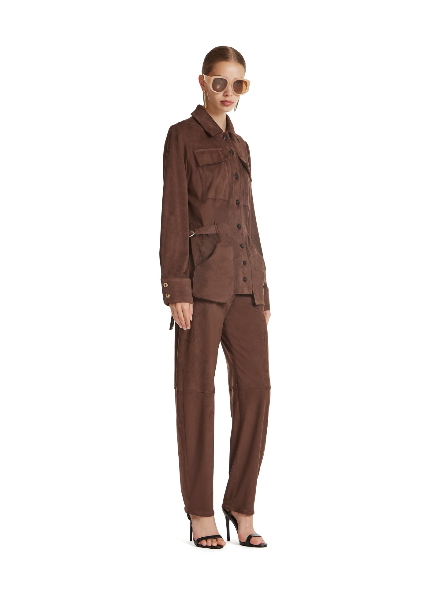 Eco suede shirt with patch pockets