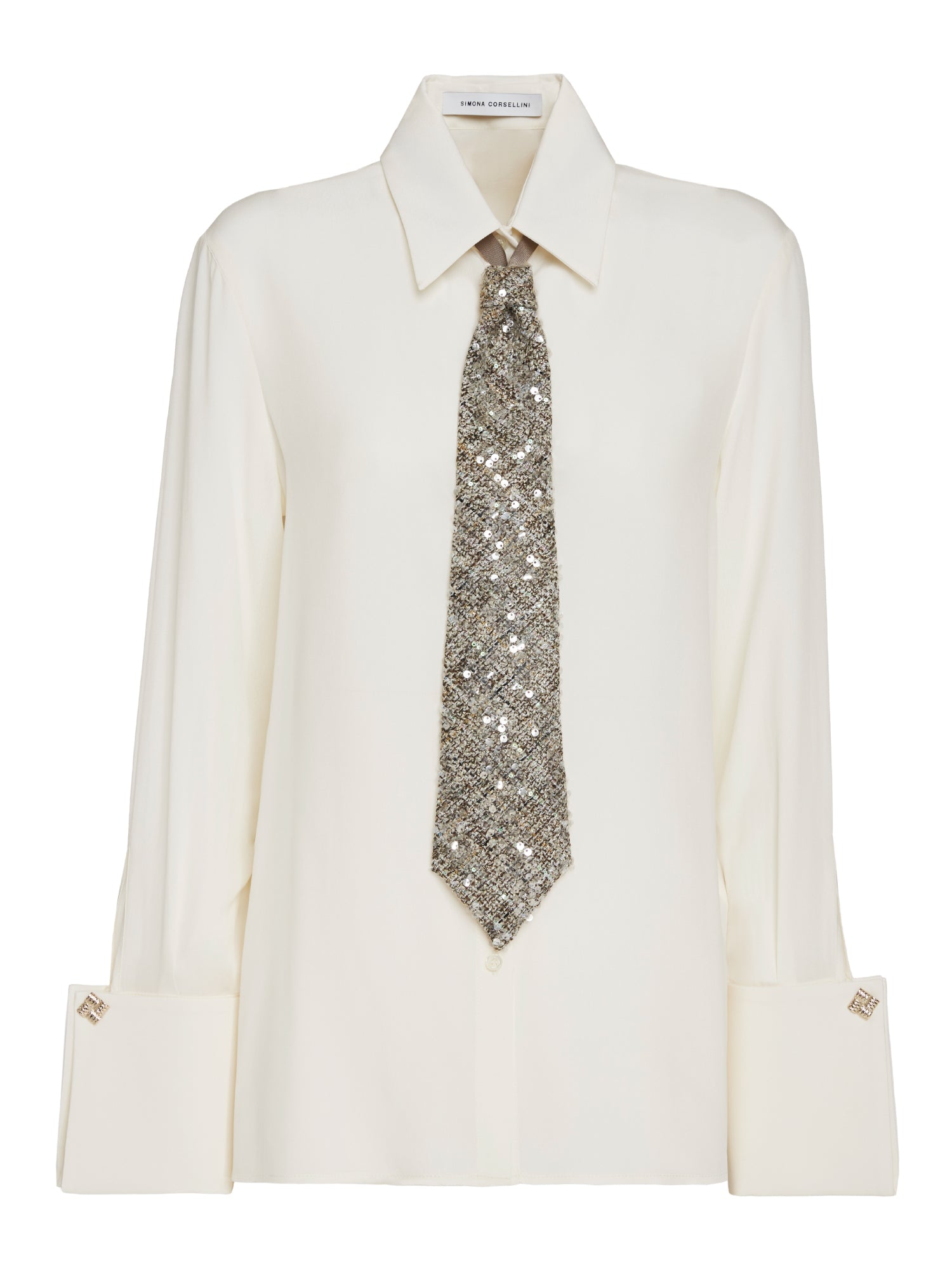 Camicia in viscosa di seta con cravatta Chanel