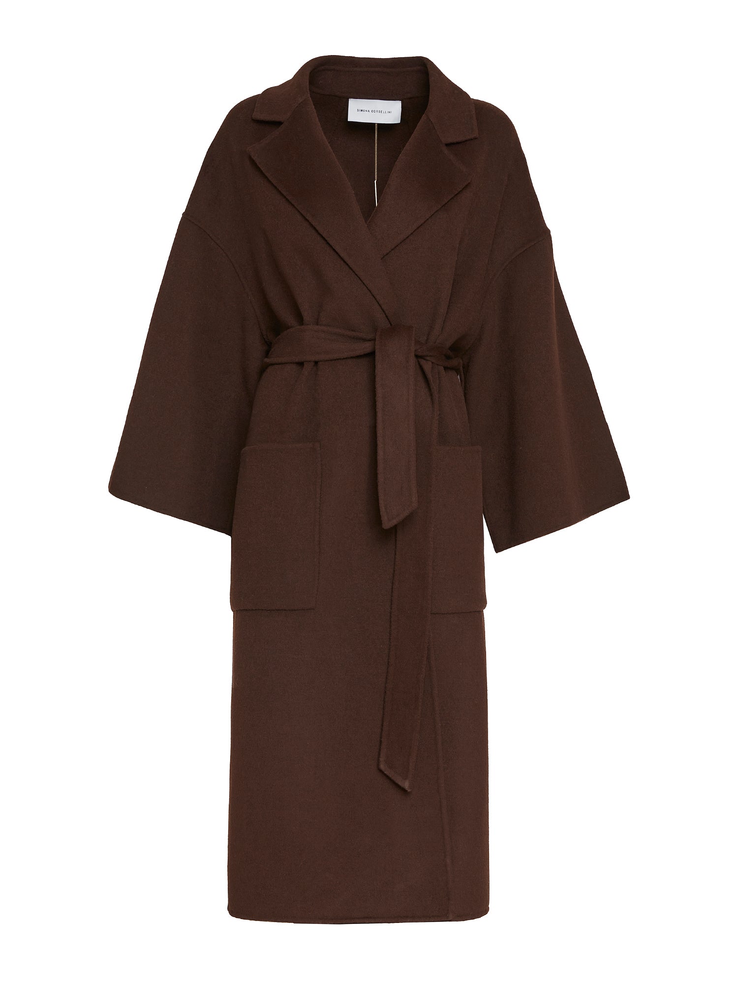 Wrap coat with dropped sleeves