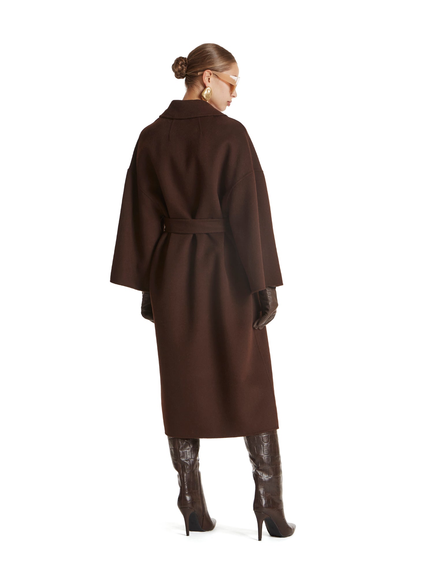 Wrap coat with dropped sleeves