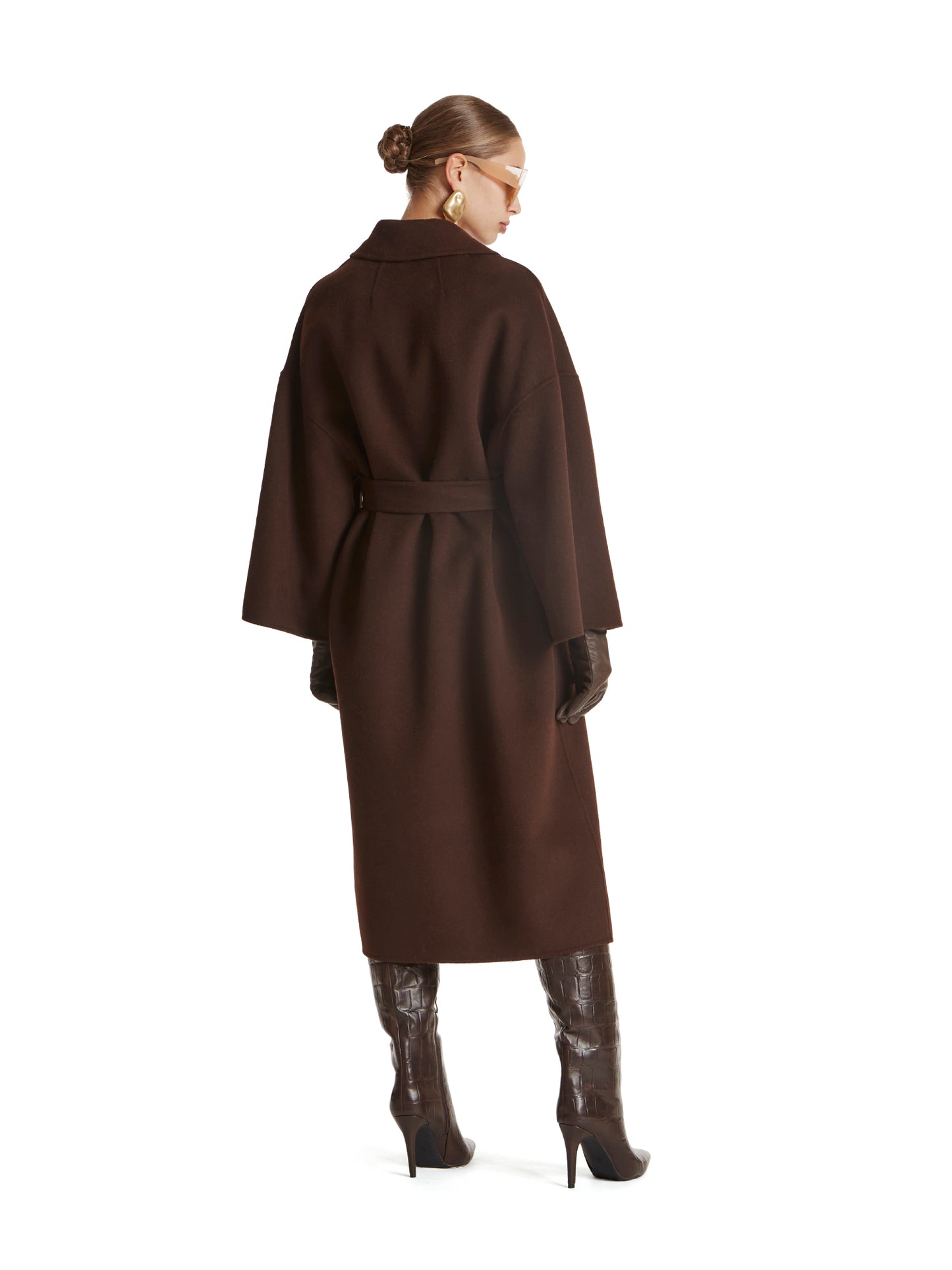 Wrap coat with dropped sleeves