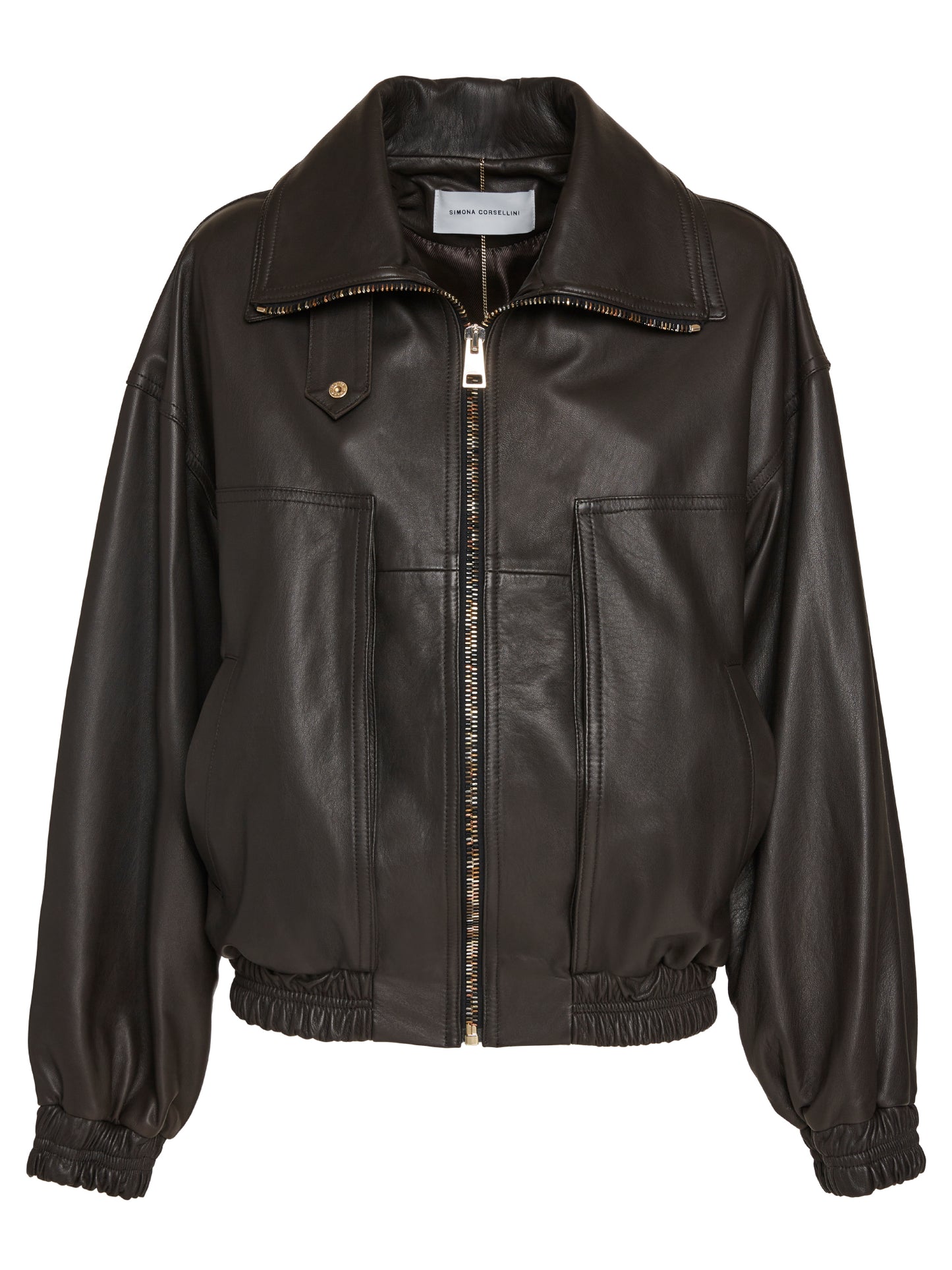 Oversized leather bomber jacket