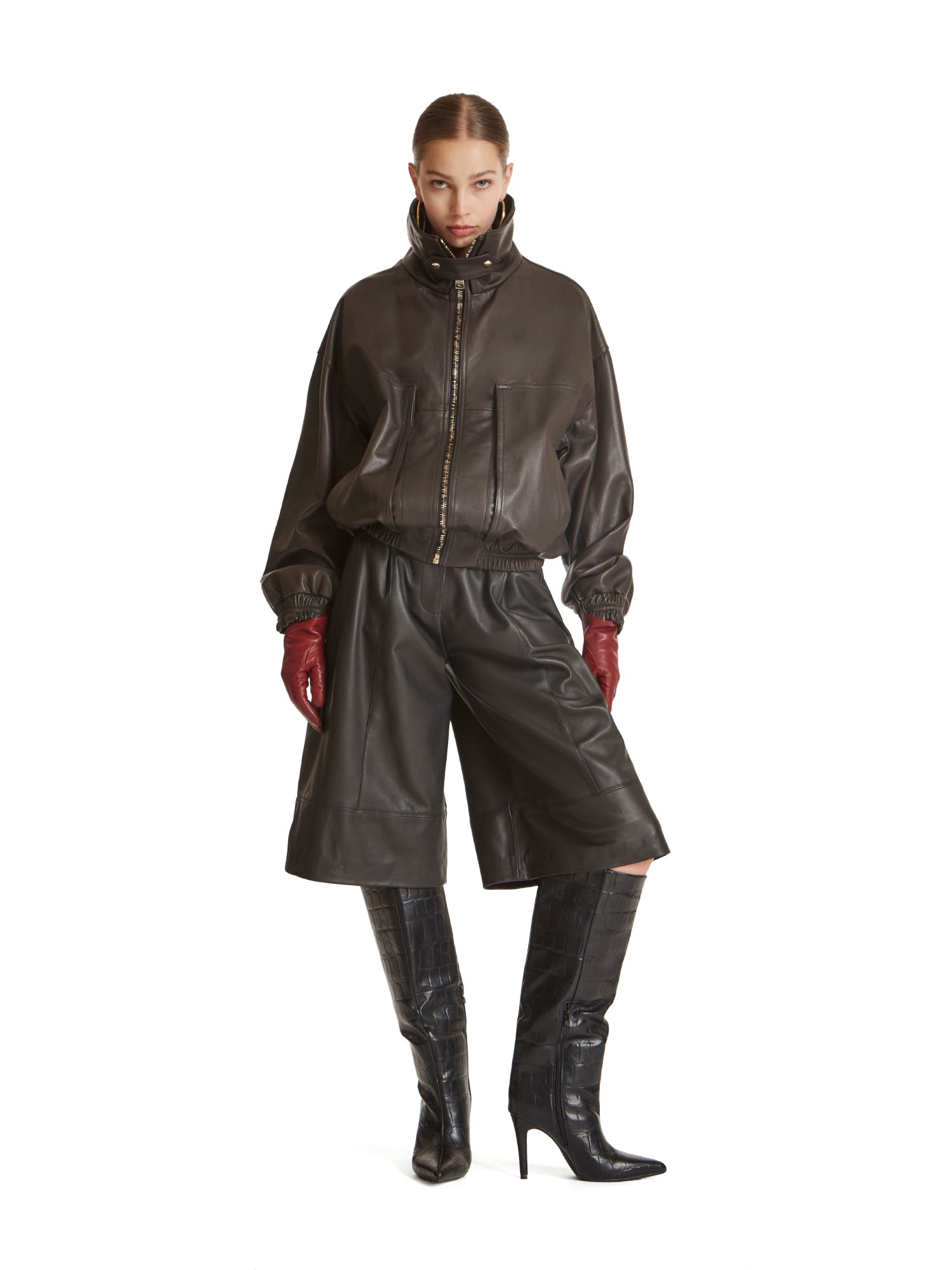 Bomber oversize in pelle