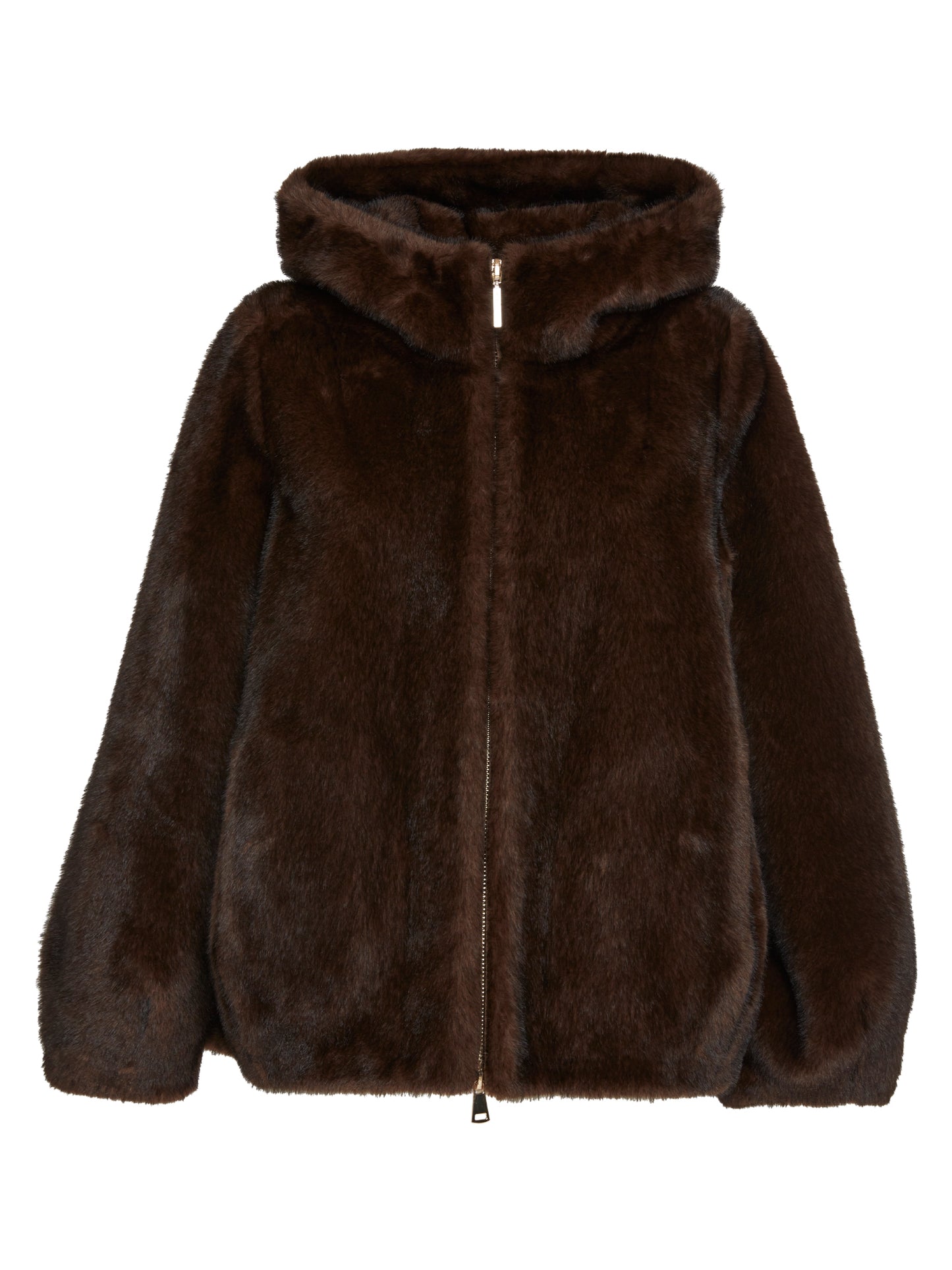 Hooded bomber jacket in eco-mink fur