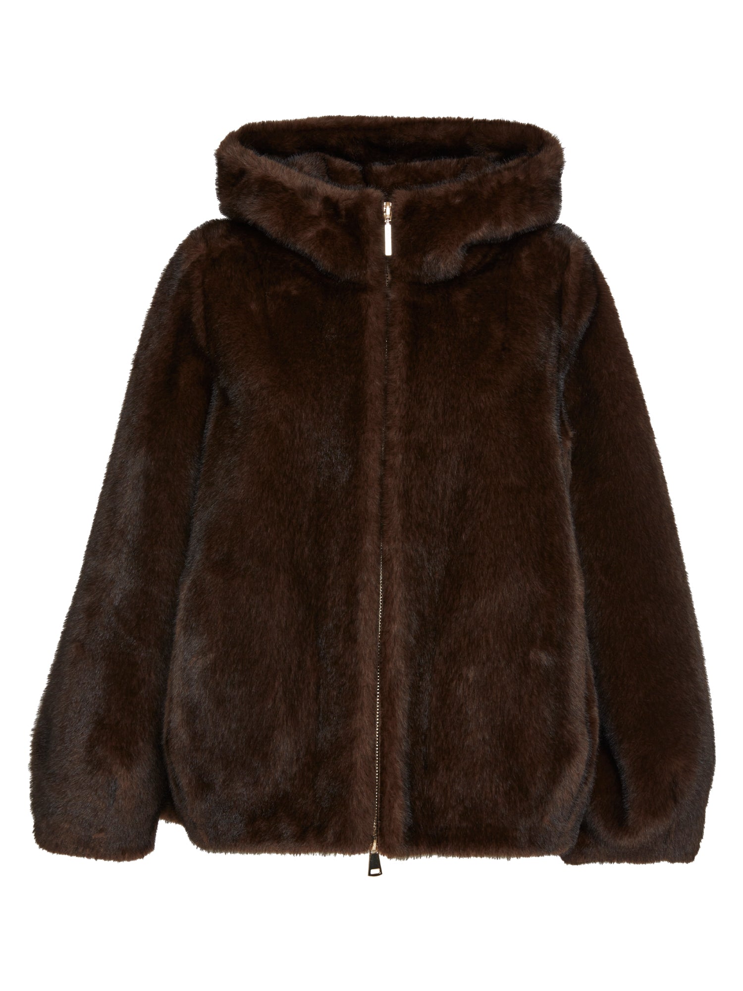 Bomber con cappuccio in eco visone