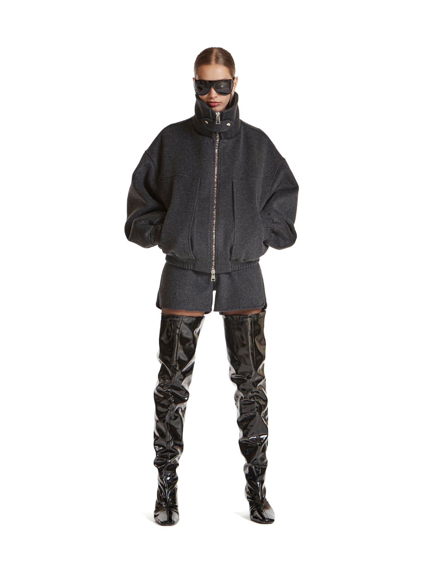 Oversized double cloth bomber jacket